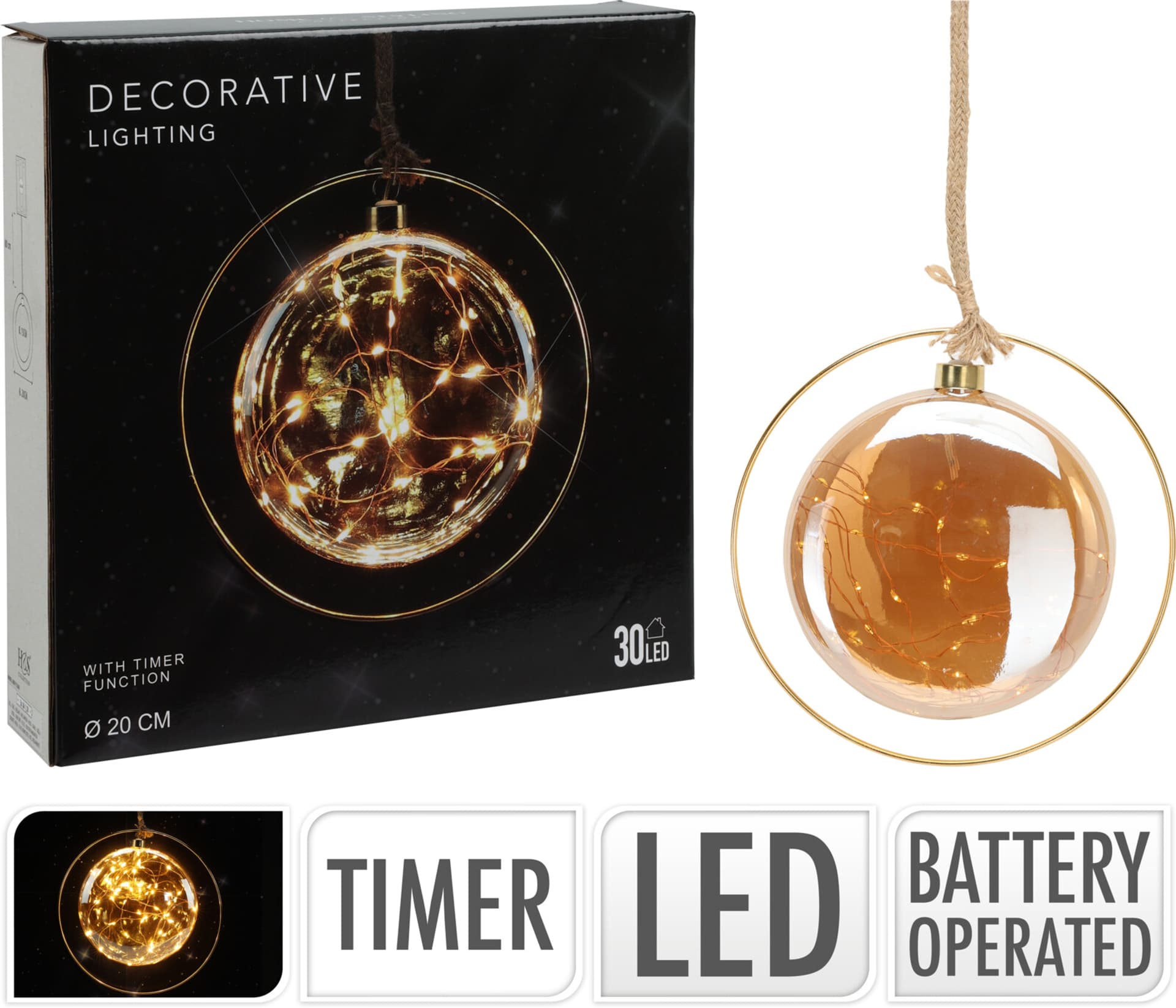 

DEKORACJA 30LED NA SZNURZE 20CM