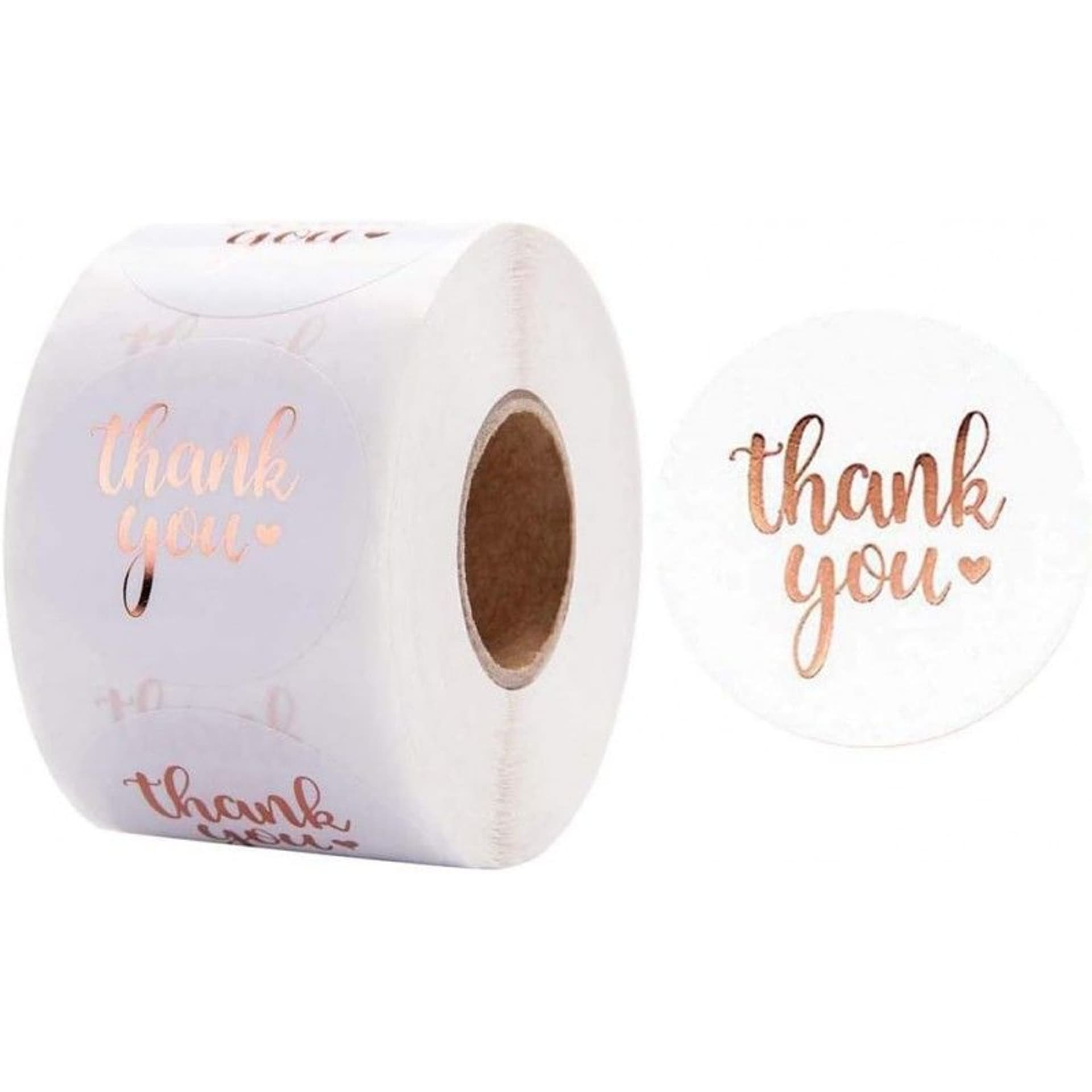 

500 sztuk naklejek THANK YOU opalizujące rose gold na taśmie średnica 25mm dekoracyjne naklejki samoprzylepne etykiety NNK07