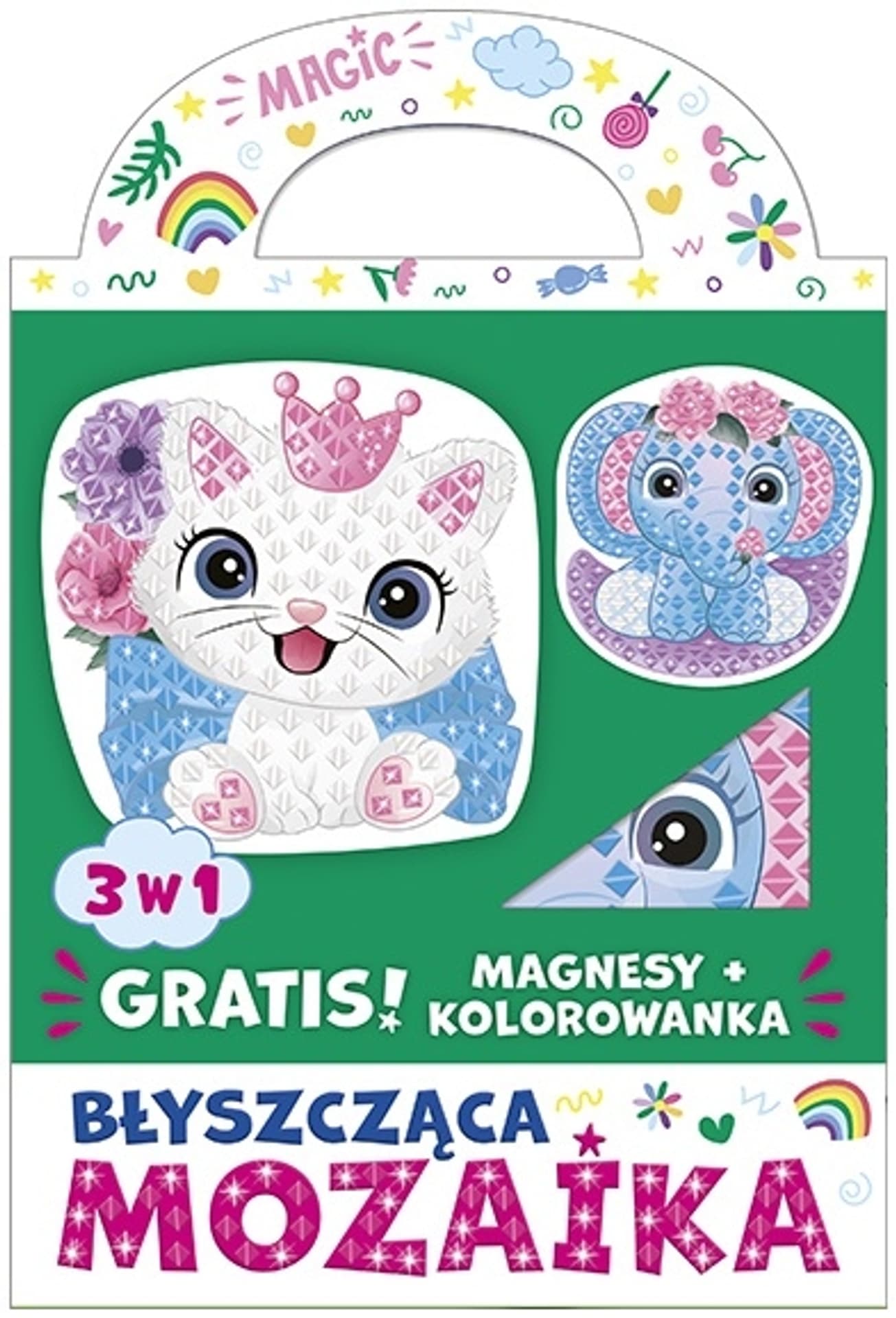 

Błyszcząca Mozaika Magnesy Kotek i słonik Gratis Kolorowanka