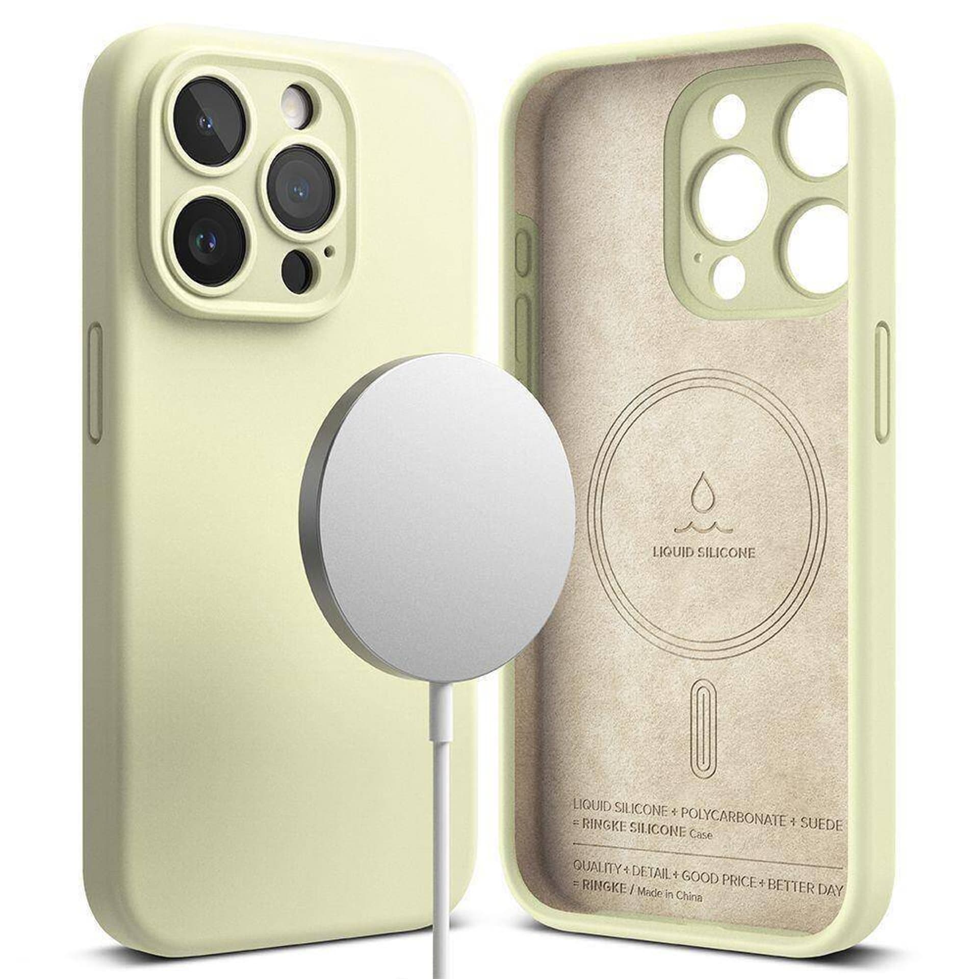 

Etui APPLE IPHONE 15 PRO MAX Ringke Silicone MagSafe limonkowe