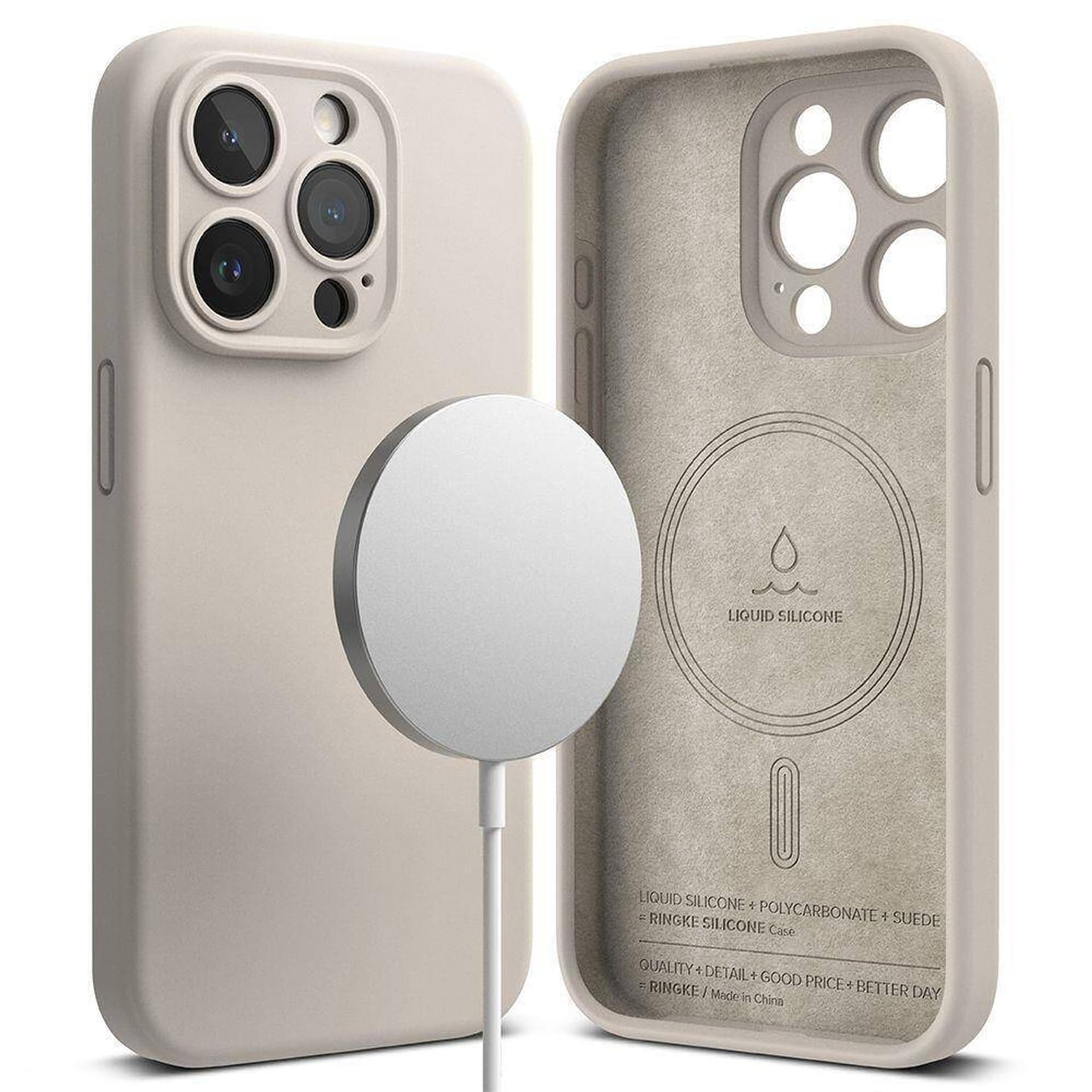 

Etui APPLE IPHONE 15 PRO MAX Ringke Silicone MagSafe beżowe