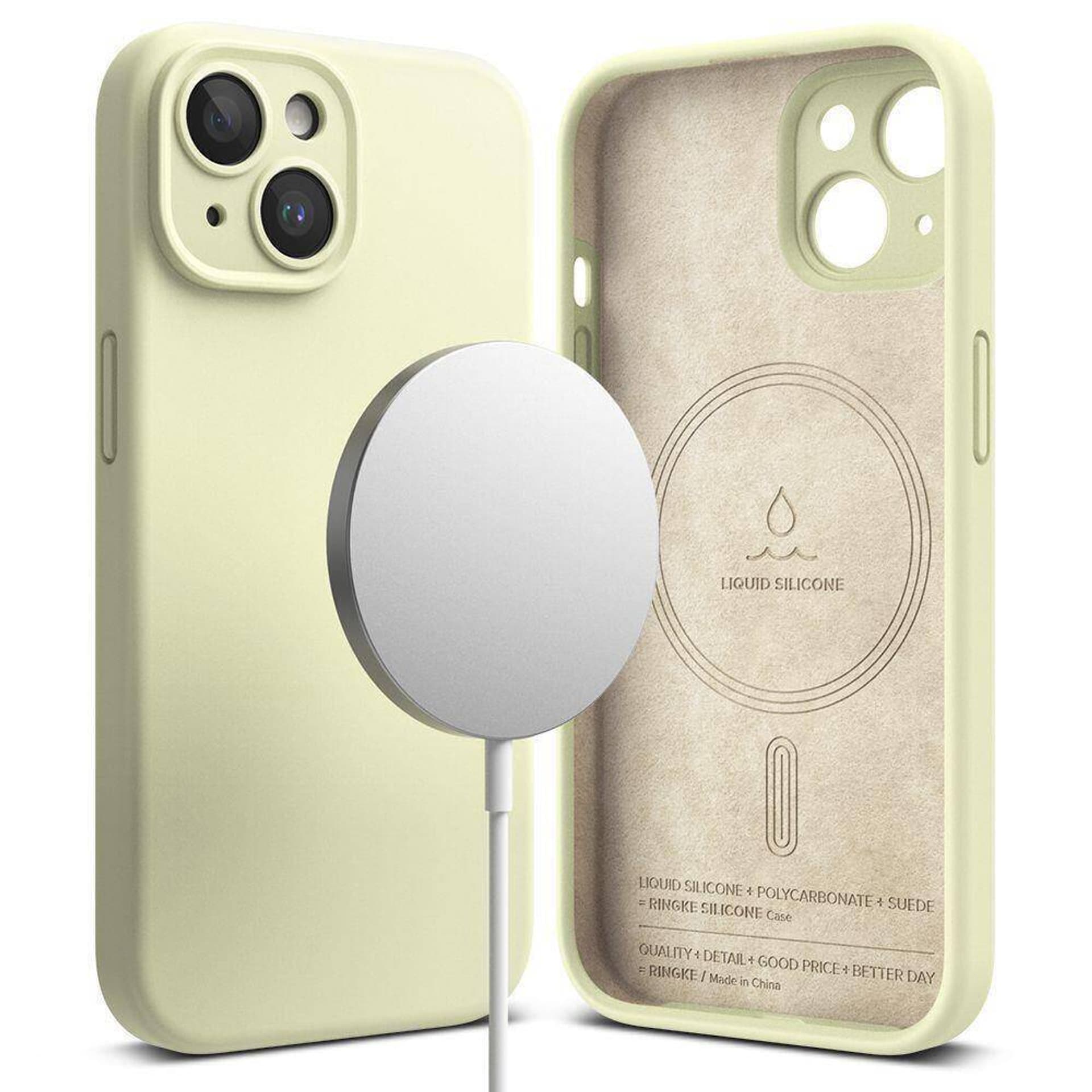 

Etui APPLE IPHONE 15 Ringke Silicone MagSafe limonkowe