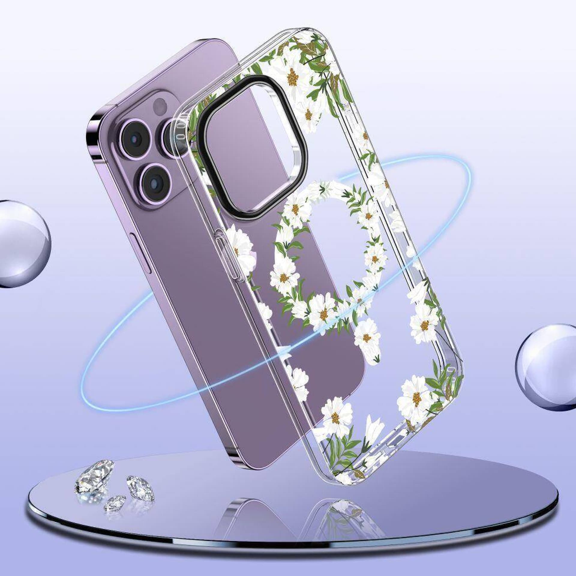 

Etui APPLE IPHONE 15 Tech-Protect MagMood MagSafe Spring Daisy transparentne