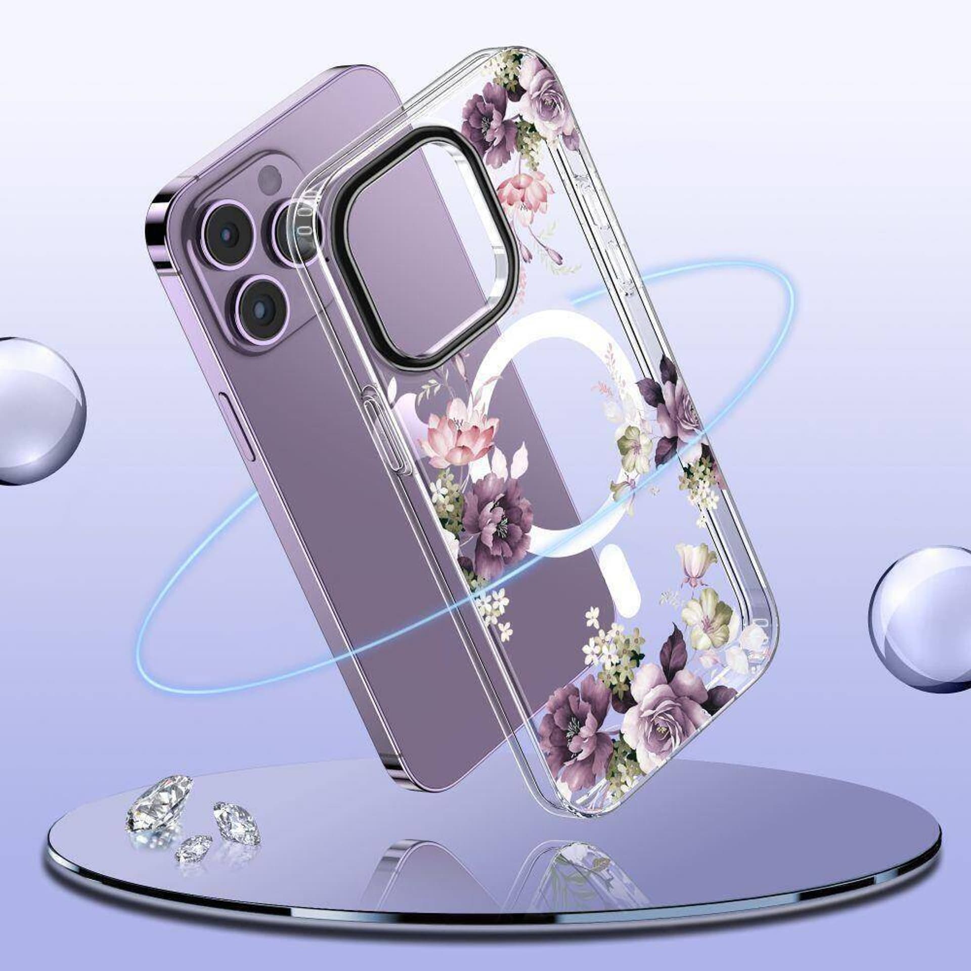 

Etui APPLE IPHONE 15 PRO MAX Tech-Protect MagMood MagSafe Spring Flowers transparentne