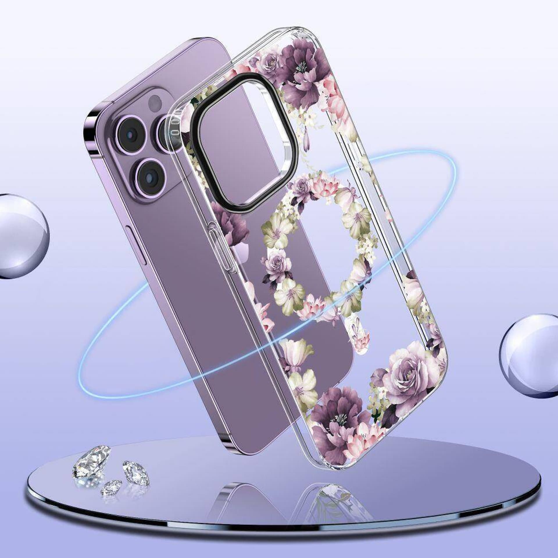 

Etui APPLE IPHONE 15 PRO Tech-Protect MagMood MagSafe Rose Floral transparentne
