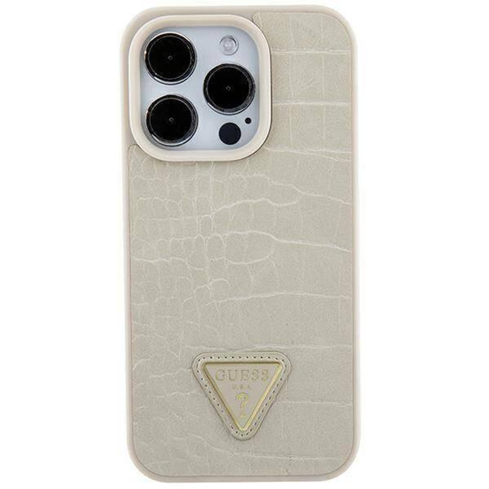 

Guess GUHCP15SPCRTHCD iPhone 15 6.1" złoty/gold hardcase Croco Triangle Metal Logo