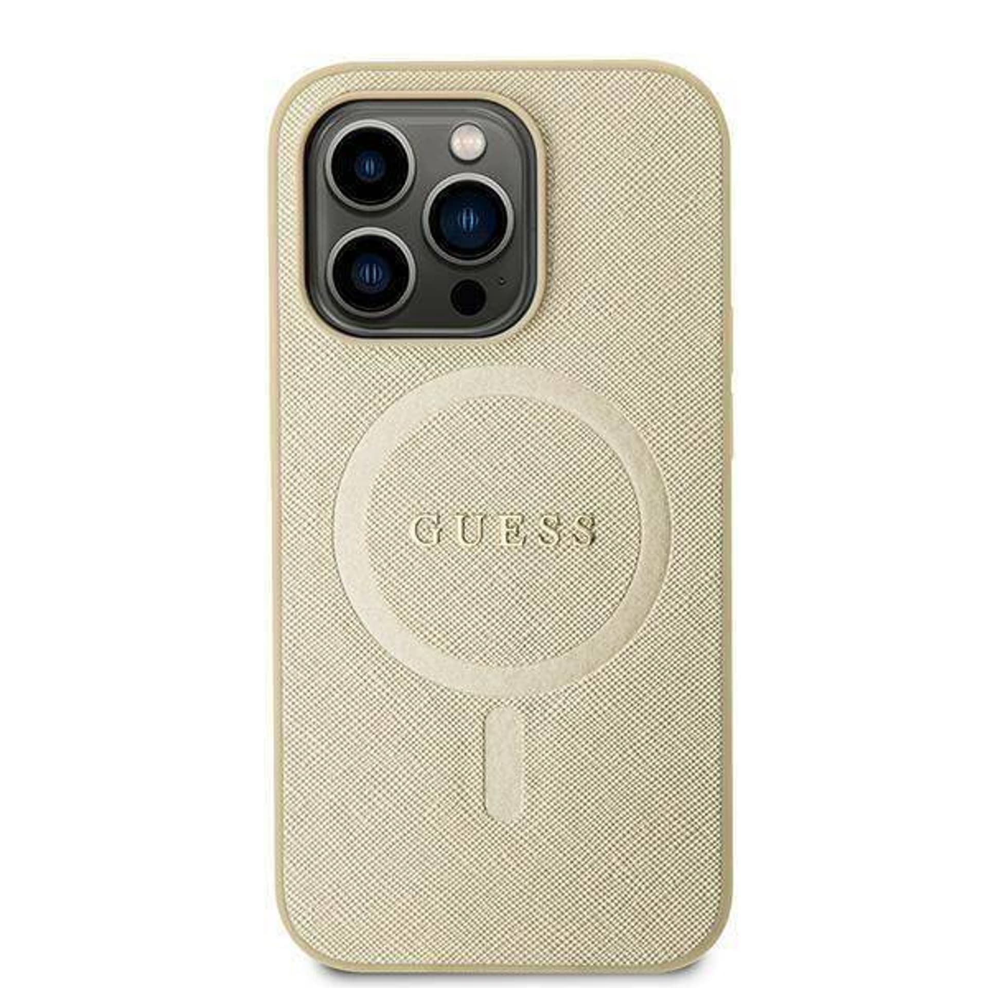 

Guess GUHMP15SPSAHMCB iPhone 15 6.1" złoty/gold hardcase Saffiano MagSafe