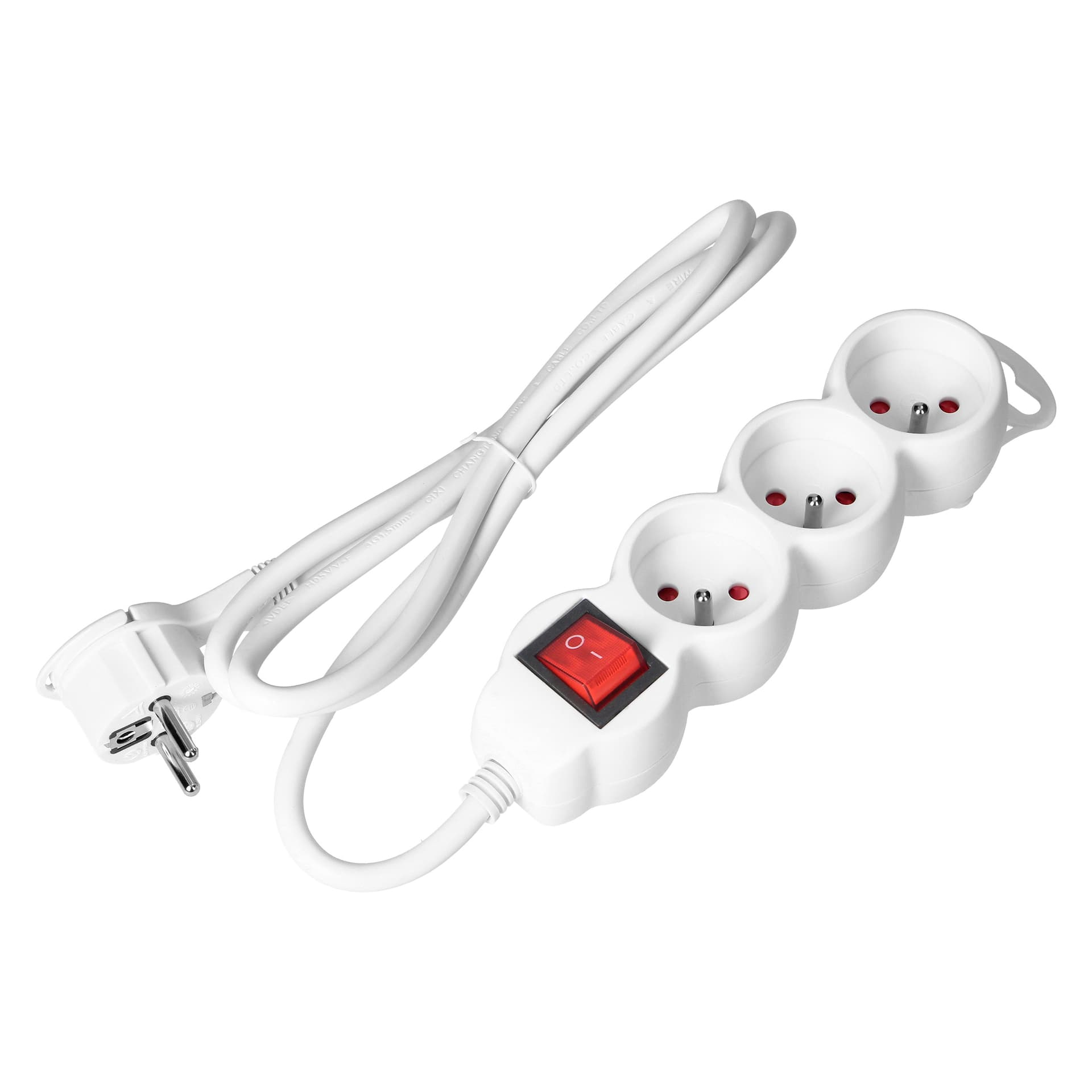 

Przedłużacz 3-krotny 2P+Z, z wyłącznikiem, 3m H05VV-F 3x1,5mm2, Imax=16A, płaska wtyczka, biały