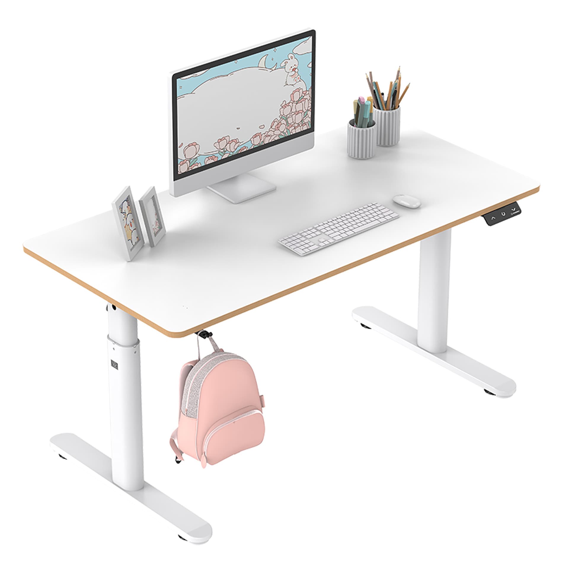 

Biurko dla dzieci, elektycznie regulowany, Blat biały, 120X60 cm, 55-81 cm, PULSAR, uchwyt na słuchawki, klips na kable, ULTRADESK