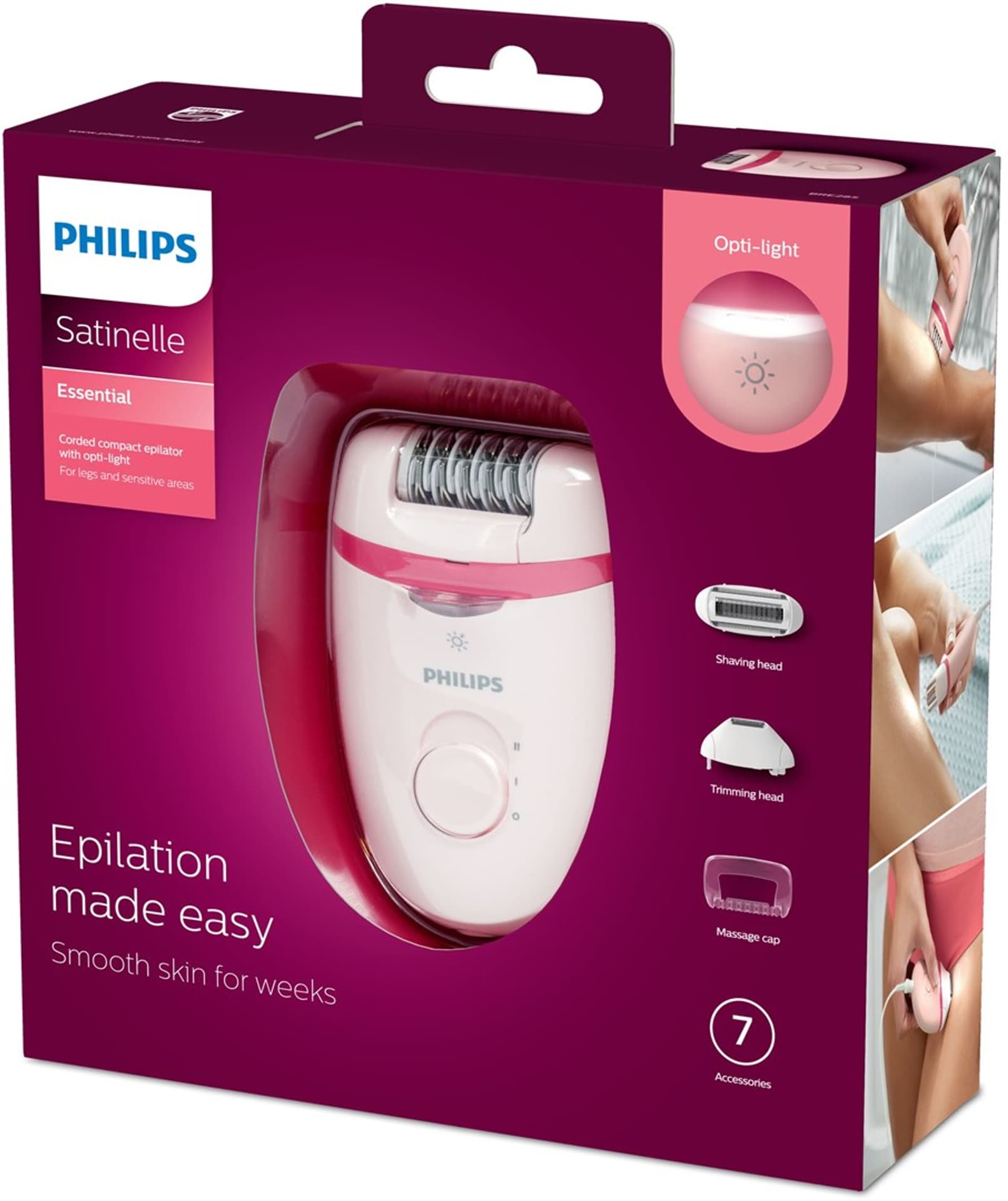 

Depilator Philips Satinelle Essential BRE285/00 (kolor różowy)