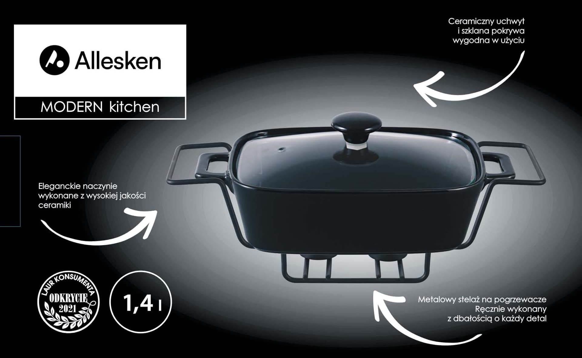 

MODERN KITCHEN Naczynie z podgrzewaczem 1,4L 36x25x15cm