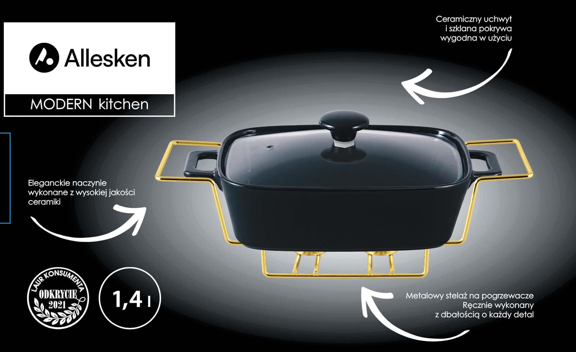 

MODERN KITCHEN Naczynie z podgrzewaczem 1,4L 36x25x15cm