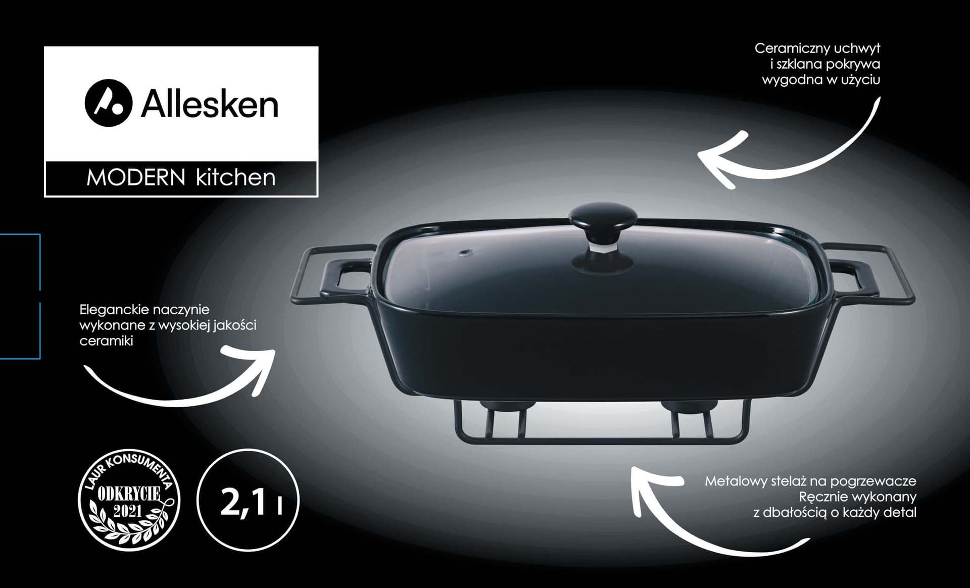 

MODERN KITCHEN Naczynie z podgrzewaczem 2,1L 38,5x22x17cm