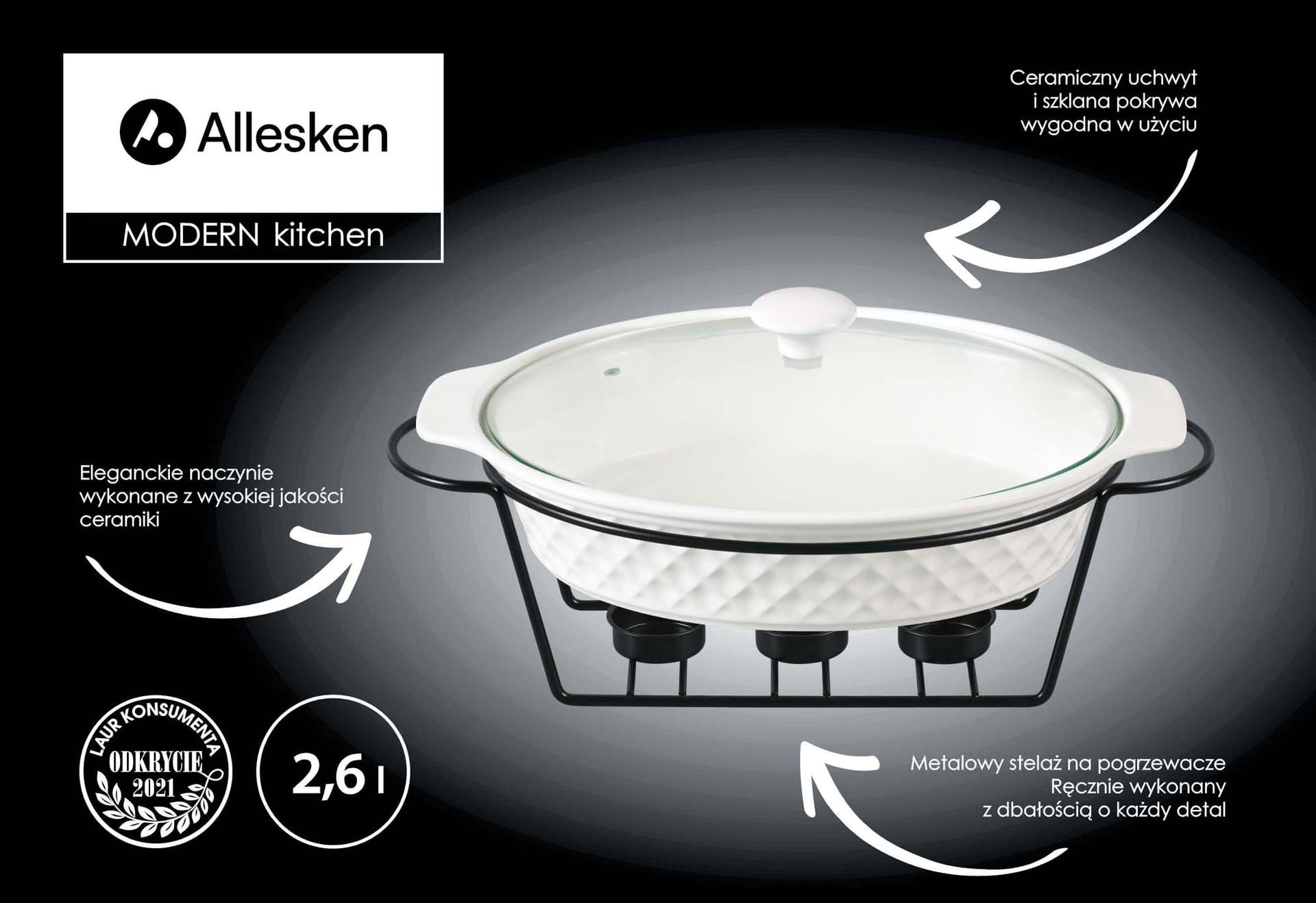 

MODERN KITCHEN Naczynie z podgrzewaczem 2,6L 42x28x17,5cm