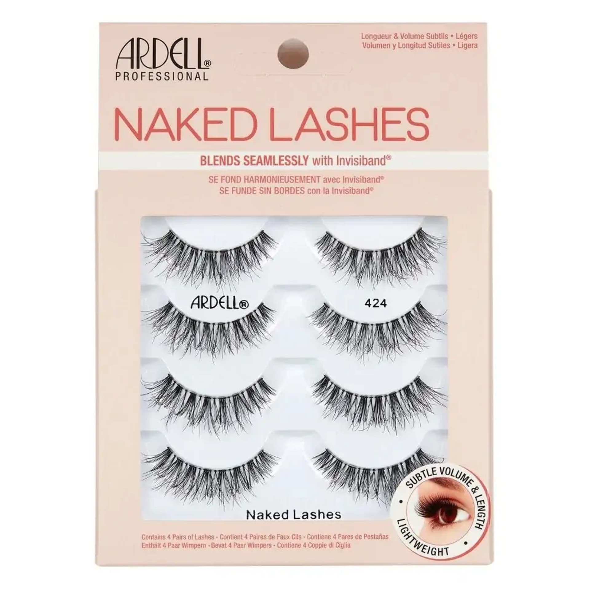 

ARDELL Naked Lashes 424 4 pary sztucznych rzęs na pasku Black