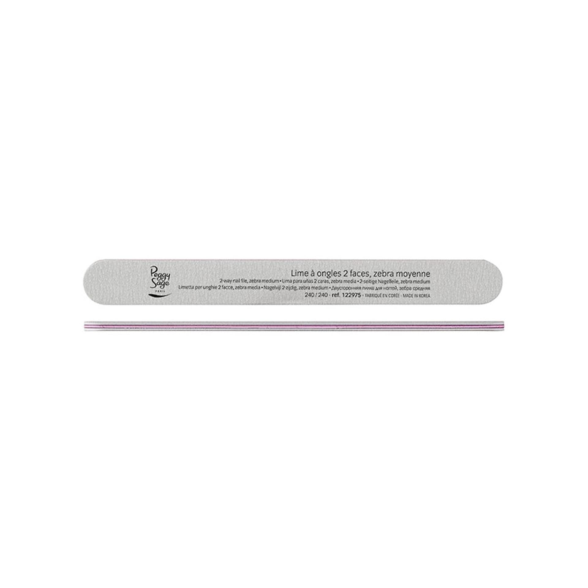 

Peggy Sage 2-Way Nail File Zebra Medium dwustronny pilnik do paznoki 240/240 zebra 1szt
