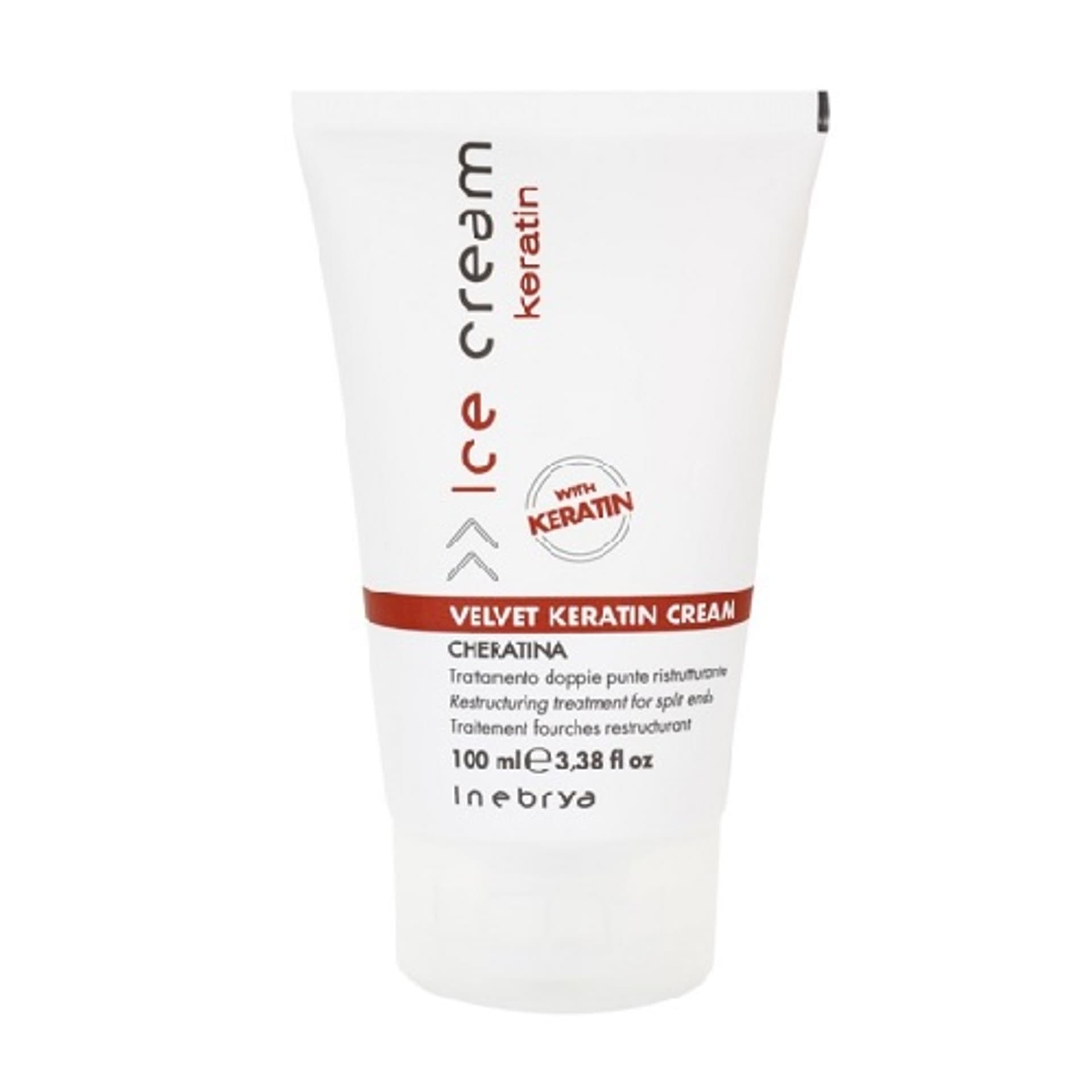 

Inebrya Ice Cream Keratin Velvet Keratin Cream kuracja restrukturyzująca do rozdwajających się końcówek 100ml