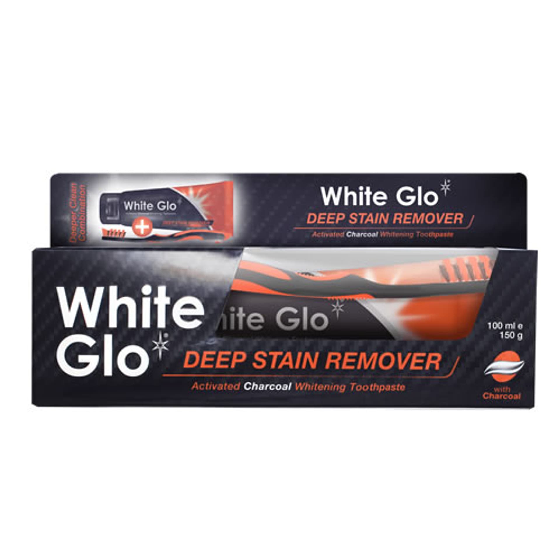 

White Glo Charcoal Deep Stain Remover wybielająca pasta do zębów z aktywnym węglem 100ml + szczoteczka
