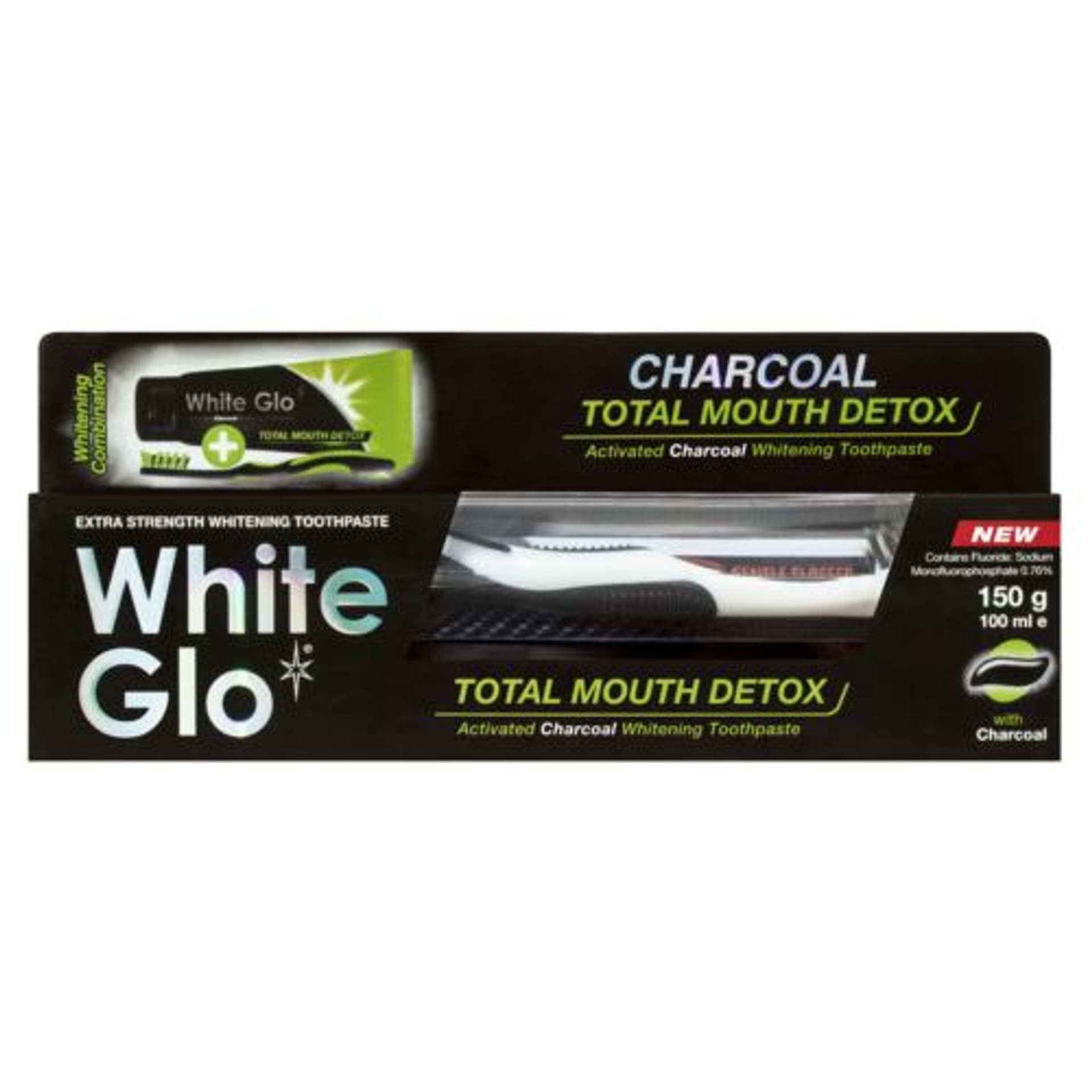 

White Glo Charcoal Total Mouth Detox pasta do zębów z aktywnym węglem 100ml + szczoteczka