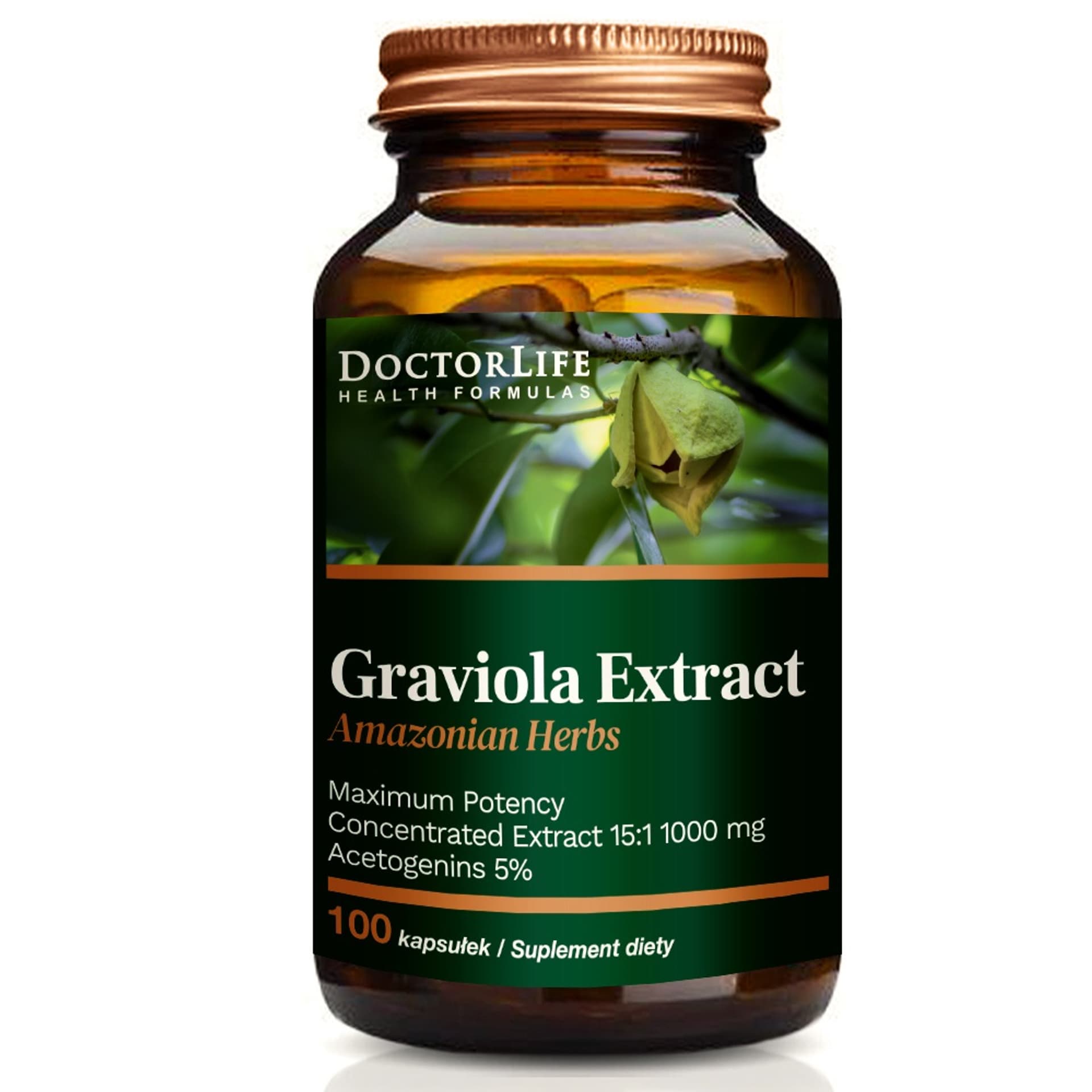 

Doctor Life Graviola Extract wyciąg z grawioli 4500mg suplement diety 100 kapsułek