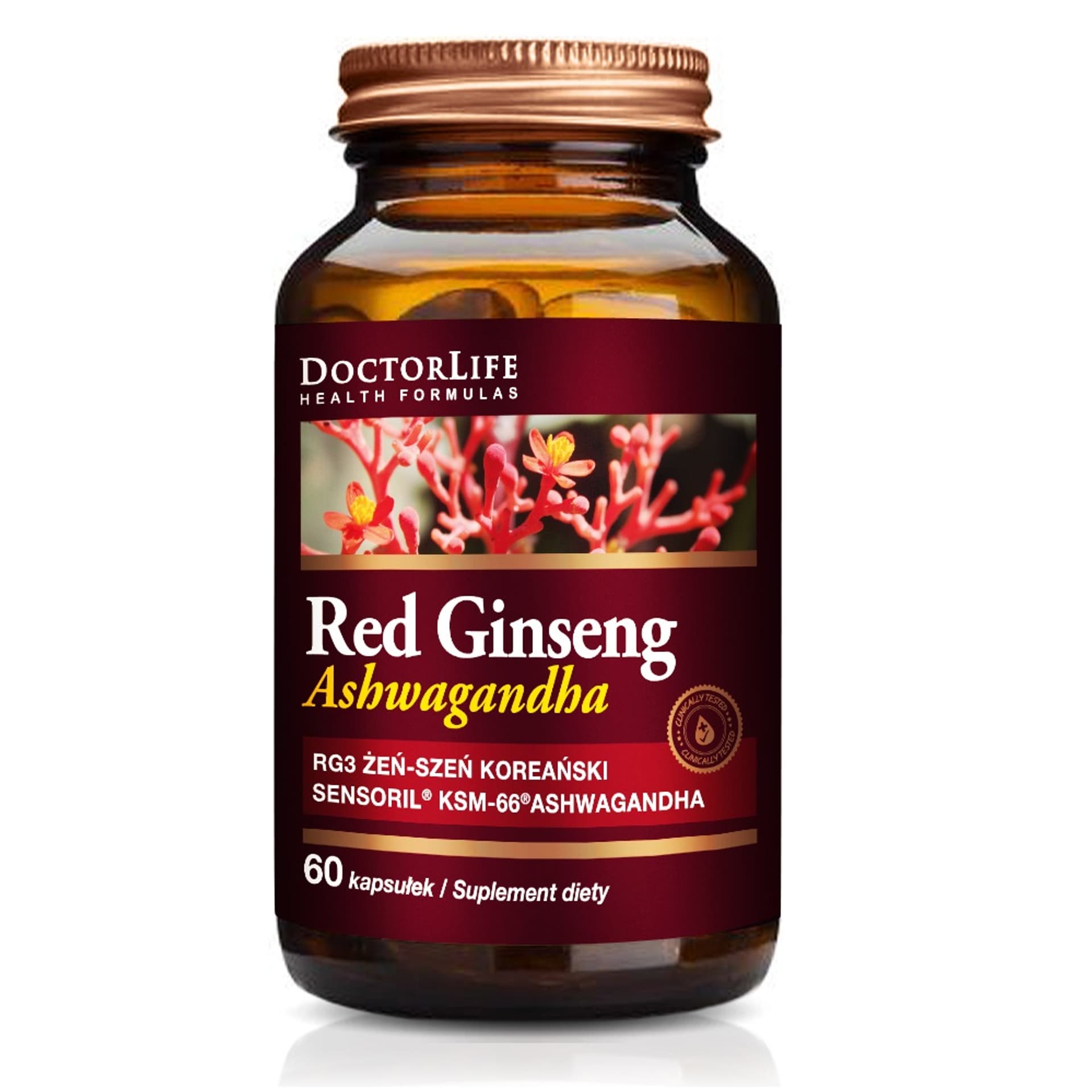 

Doctor Life Korean Red Ginseng+Ashwagandha czerwony żeń-szeń koreański 300mg suplement diety 60 kapsułek