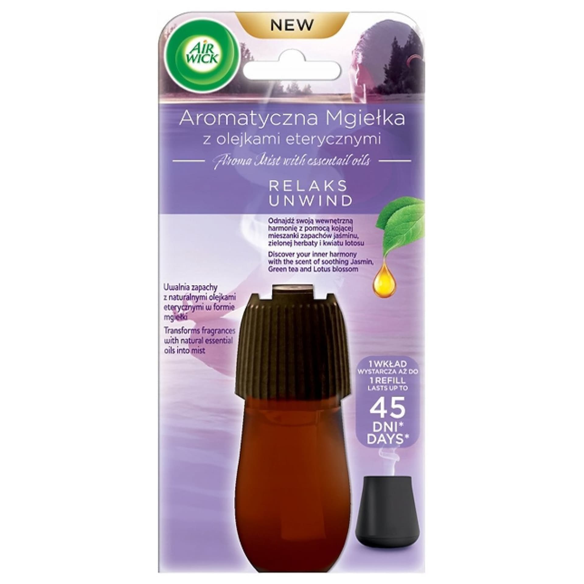 

Air Wick Aromatyczna Mgiełka z Olejkami Eterycznymi Relaks wkład do automatycznego odświeżacza Jaśmin Zielona Herbata Kwiat Lotosu 20ml