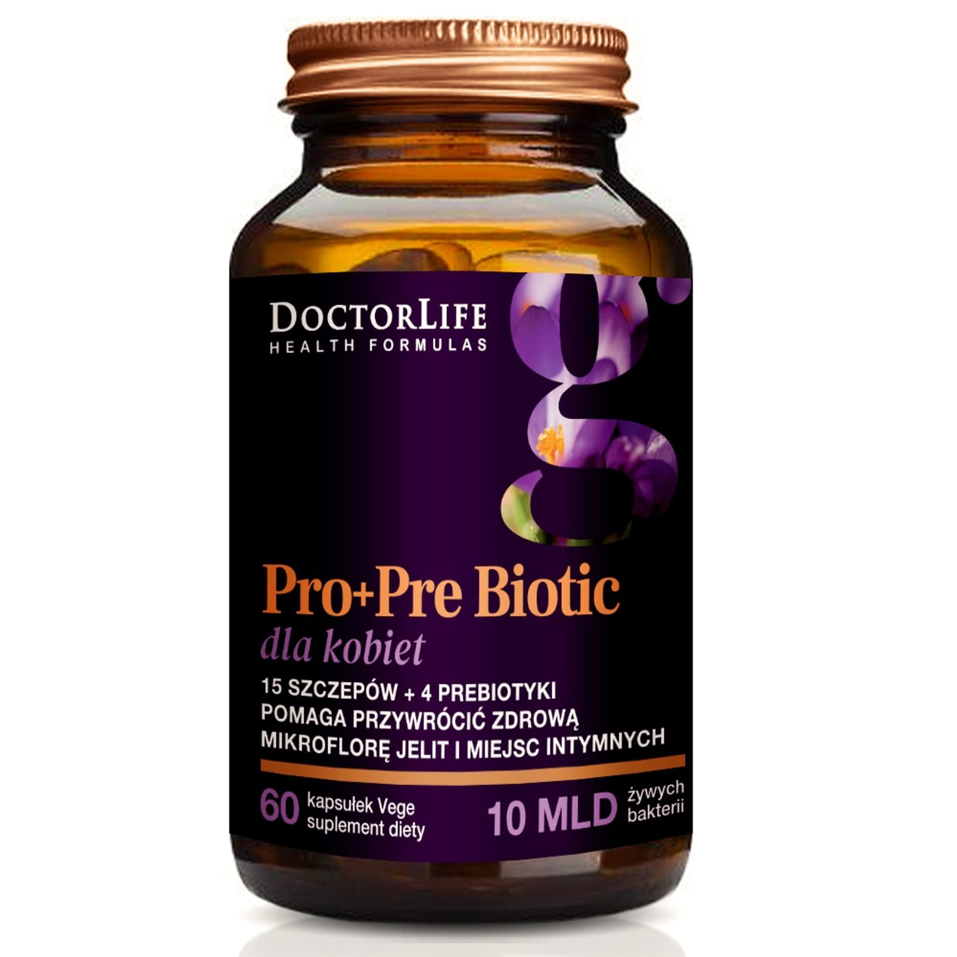 

Doctor Life ProbioFlora Women probiotyki dla kobiet 14 szczepów 4 prebiotyki suplement diety 60 kapsułek
