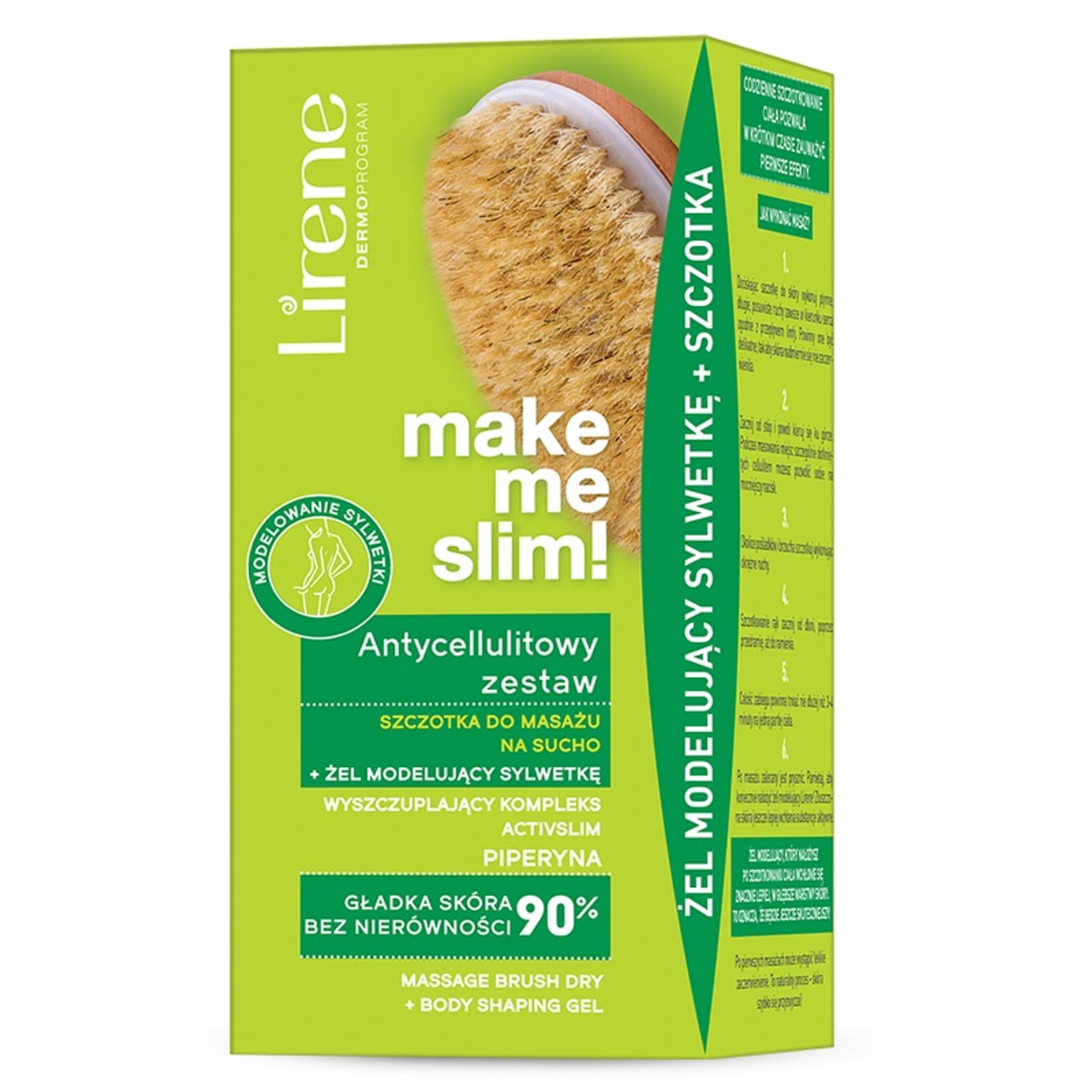 

Lirene Make Me Slim! antycellulitowy zestaw szczotka do masażu na sucho + żel modelujący sylwetkę 100ml