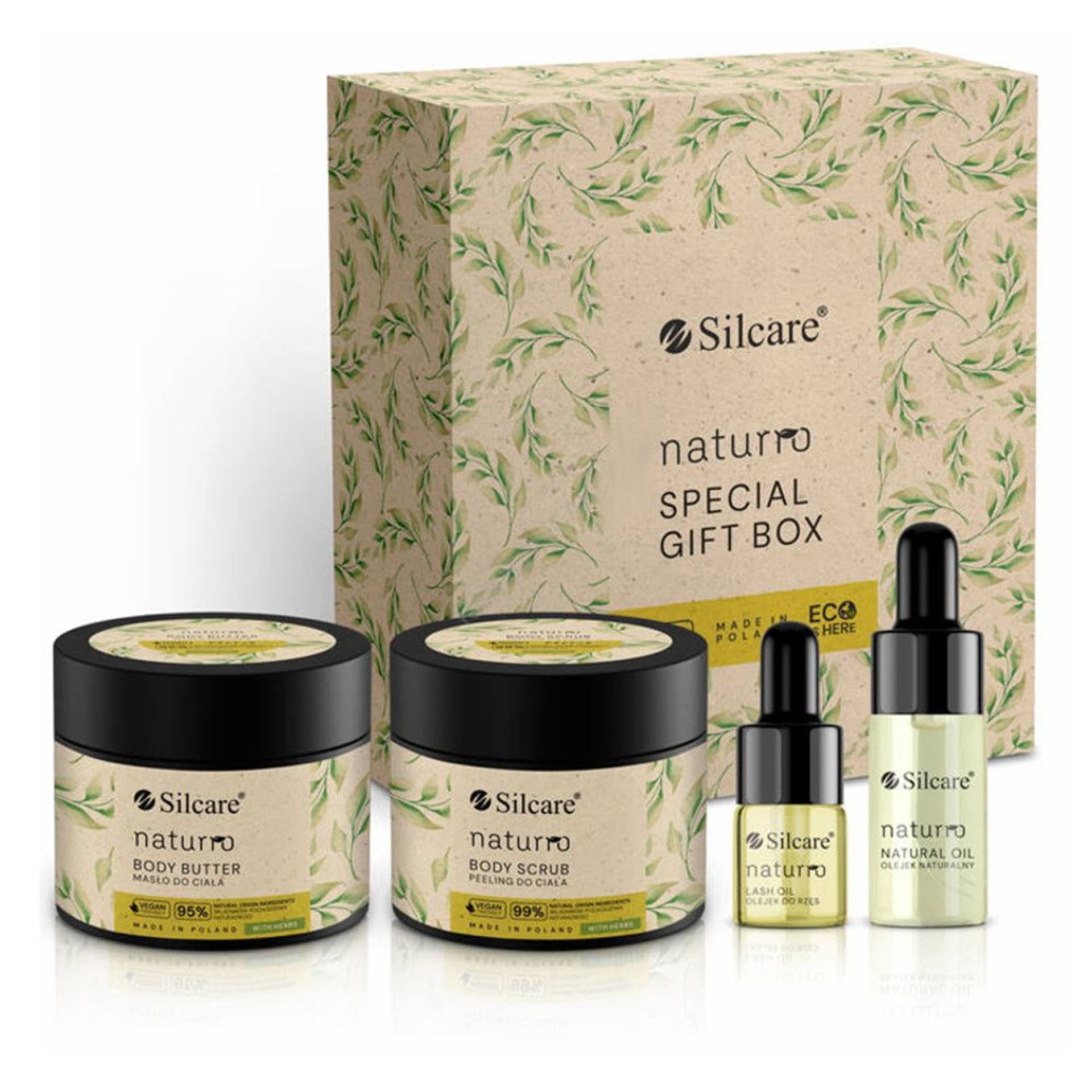 

Silcare Naturro Special Gift Box zestaw masło do ciała 300ml + peeling do ciała 300ml + olejek naturalny 11ml + peeling do ust 10ml