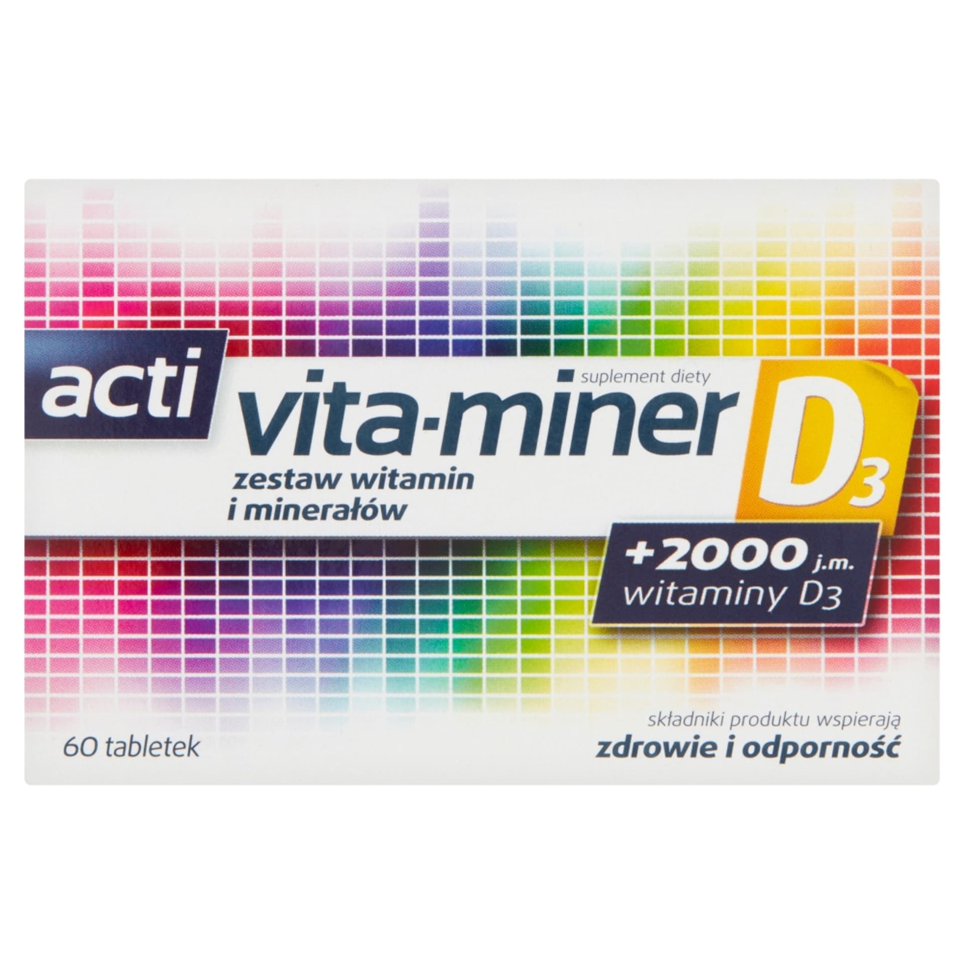 

ACTI VITA-MINER D3 zestaw witamin i minerałów wzbogacony witaminą D3 suplement diety 60 tabletek