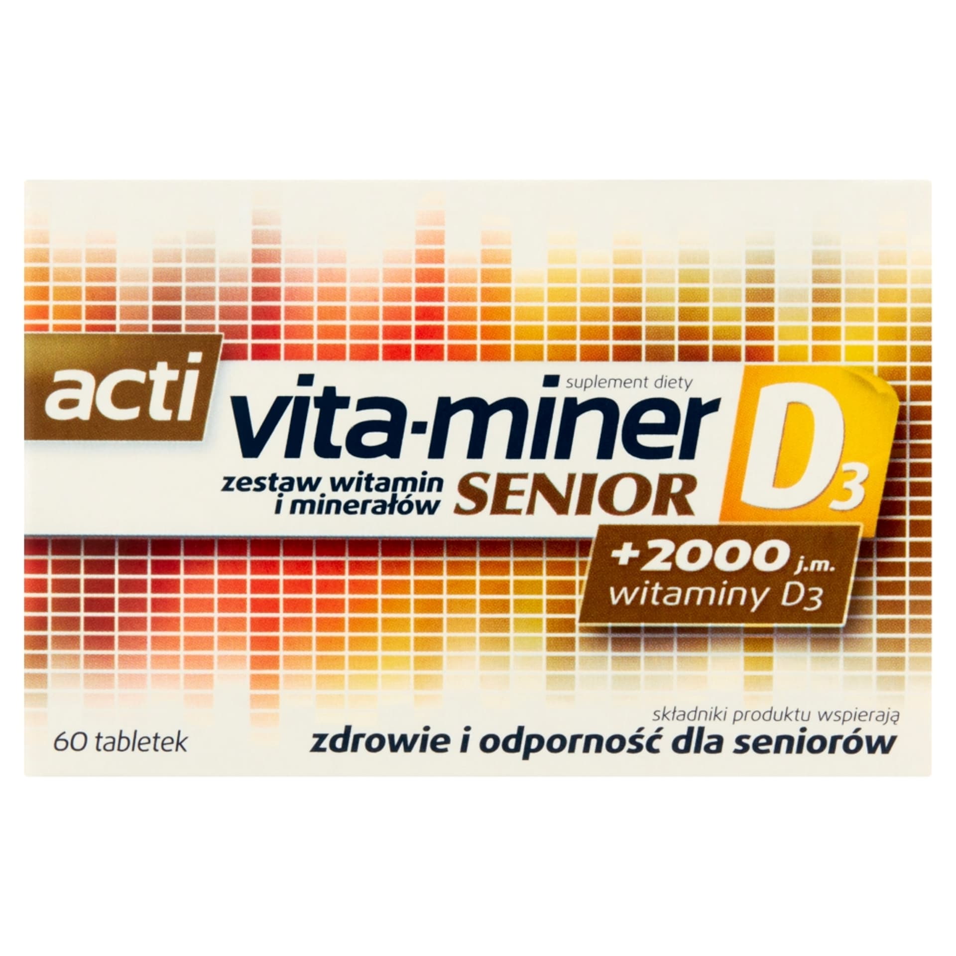 

ACTI VITA-MINER Senior D3 zestaw witamin i minerałów wzbogacony witaminą D3 suplement diety 60 tabletek