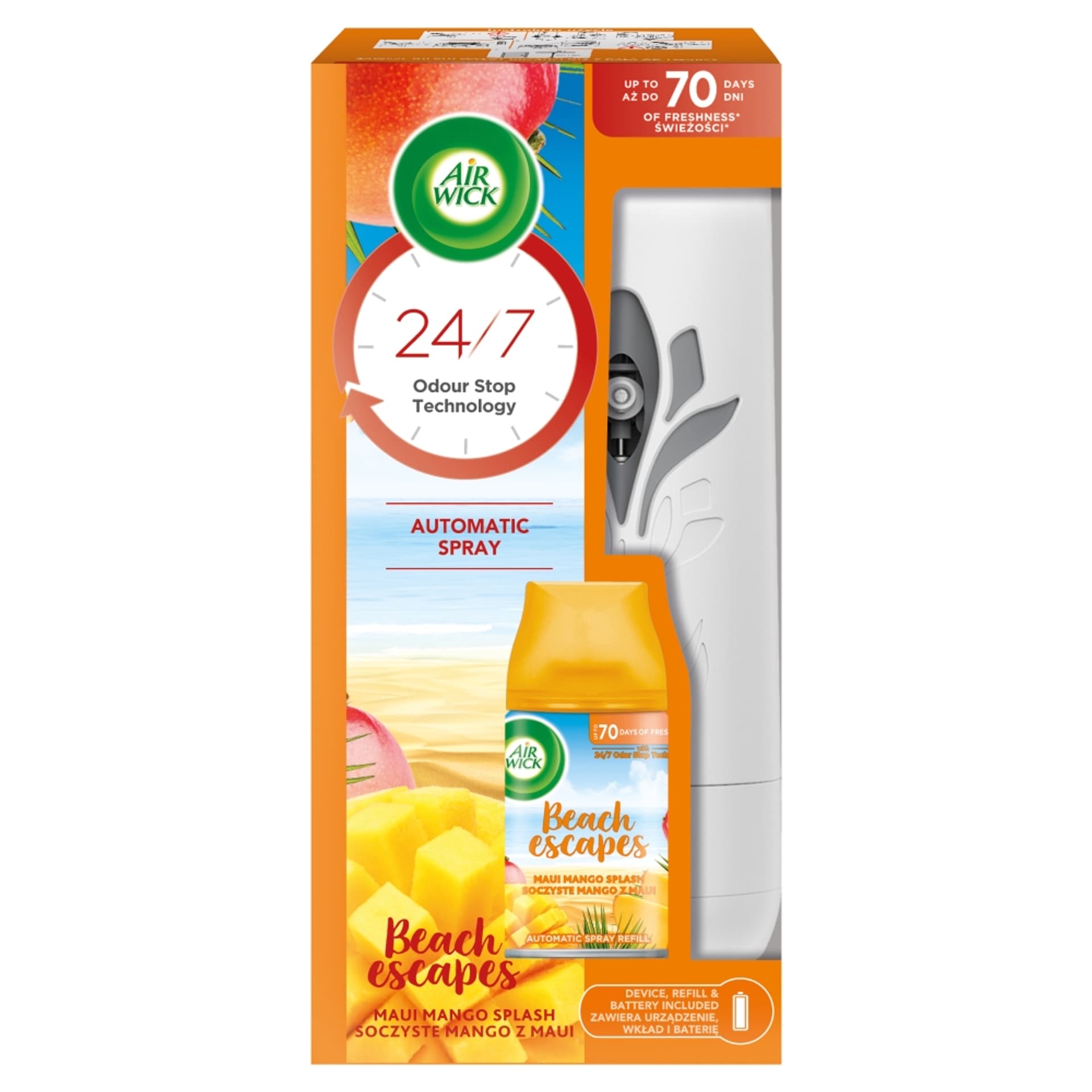 

AIR WICK SET Freshmatic automatyczny odświeżacz powietrza + wkład zapachowy Beach Escapes 250ml