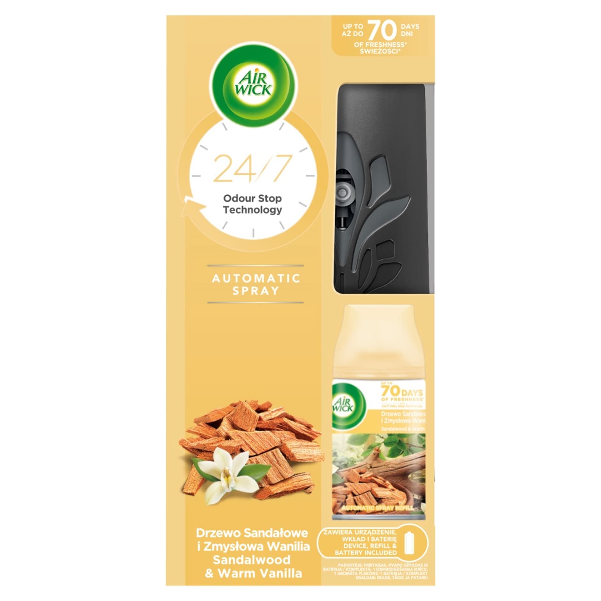 

AIR WICK SET Freshmatic automatyczny odświeżacz powietrza + wkład zapachowy Drzewo Sandałowe 250ml