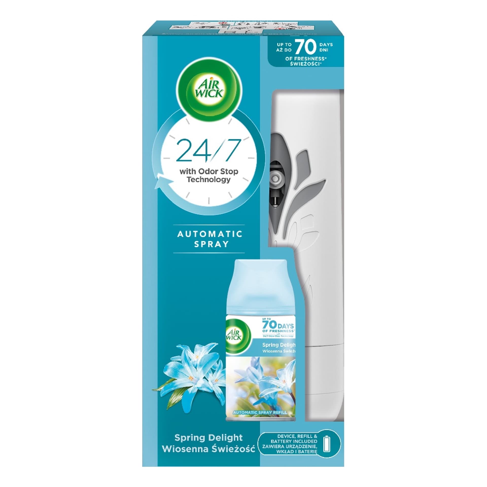 

AIR WICK SET Freshmatic automatyczny odświeżacz powietrza + wkład zapachowy Wiosenna Świeżość 250ml