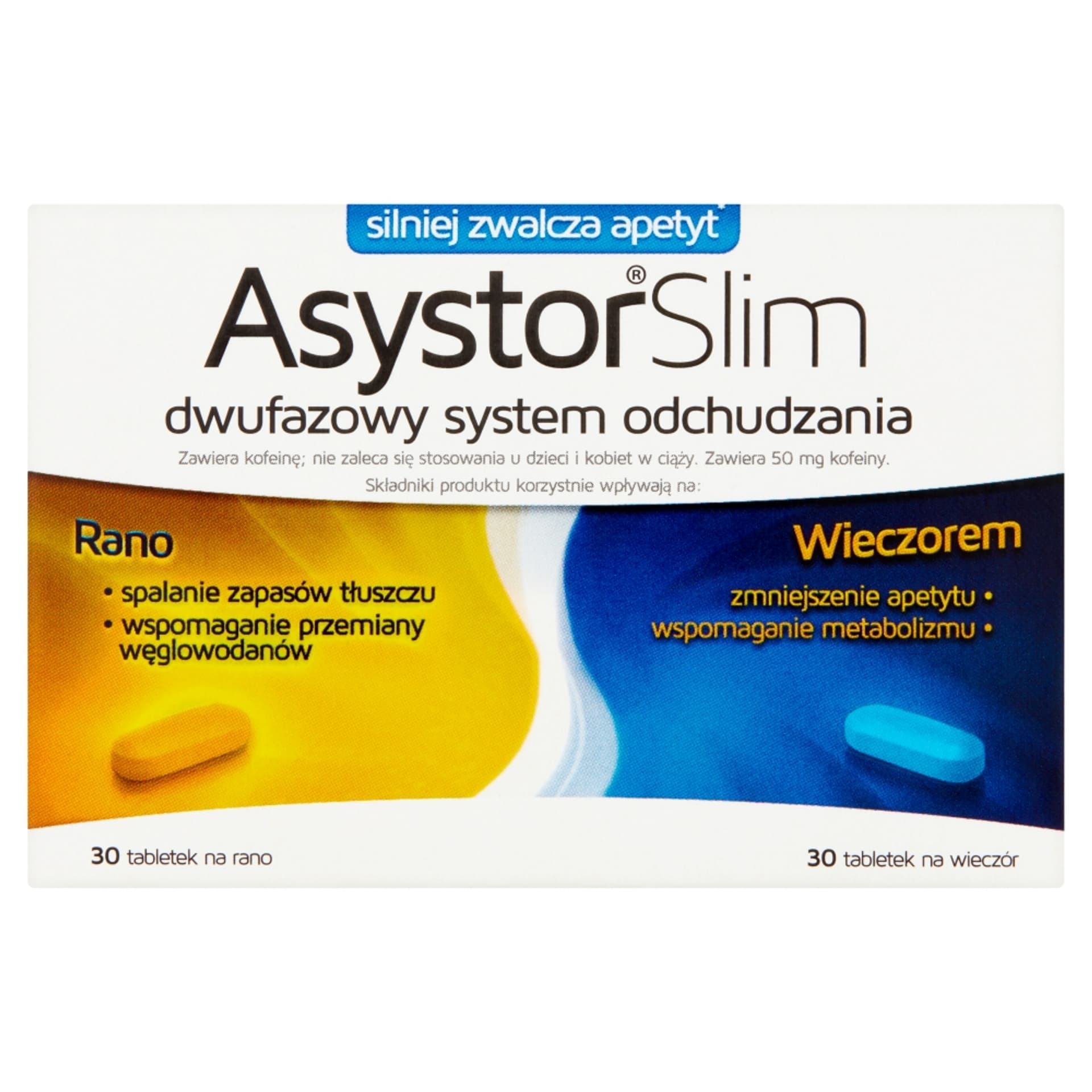 

ASYSTOR SLIM Dwufazowy system odchudzania suplement diety 60 tabletek