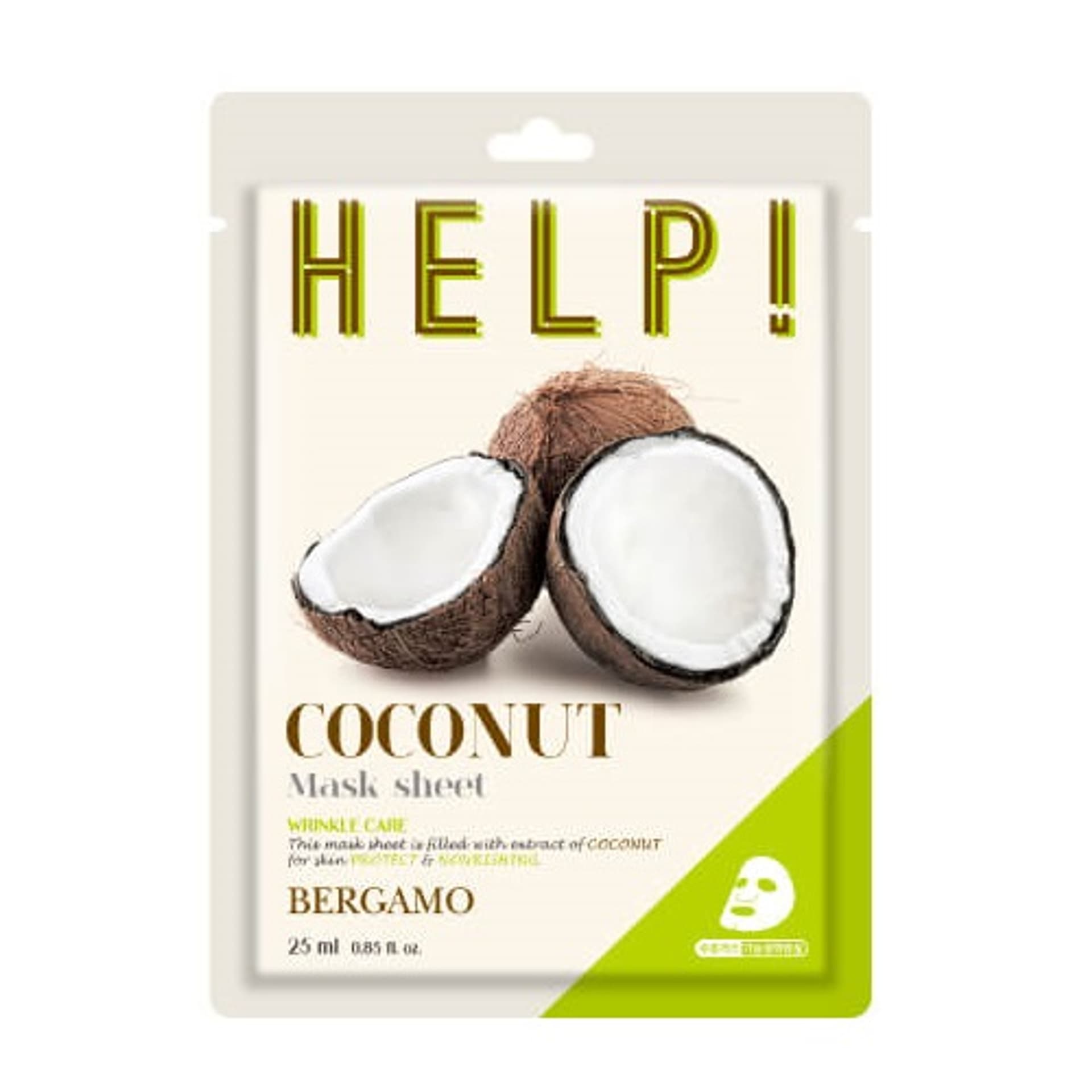

BERGAMO Help Sheet Mask maska do twarzy z Coconut 25ml