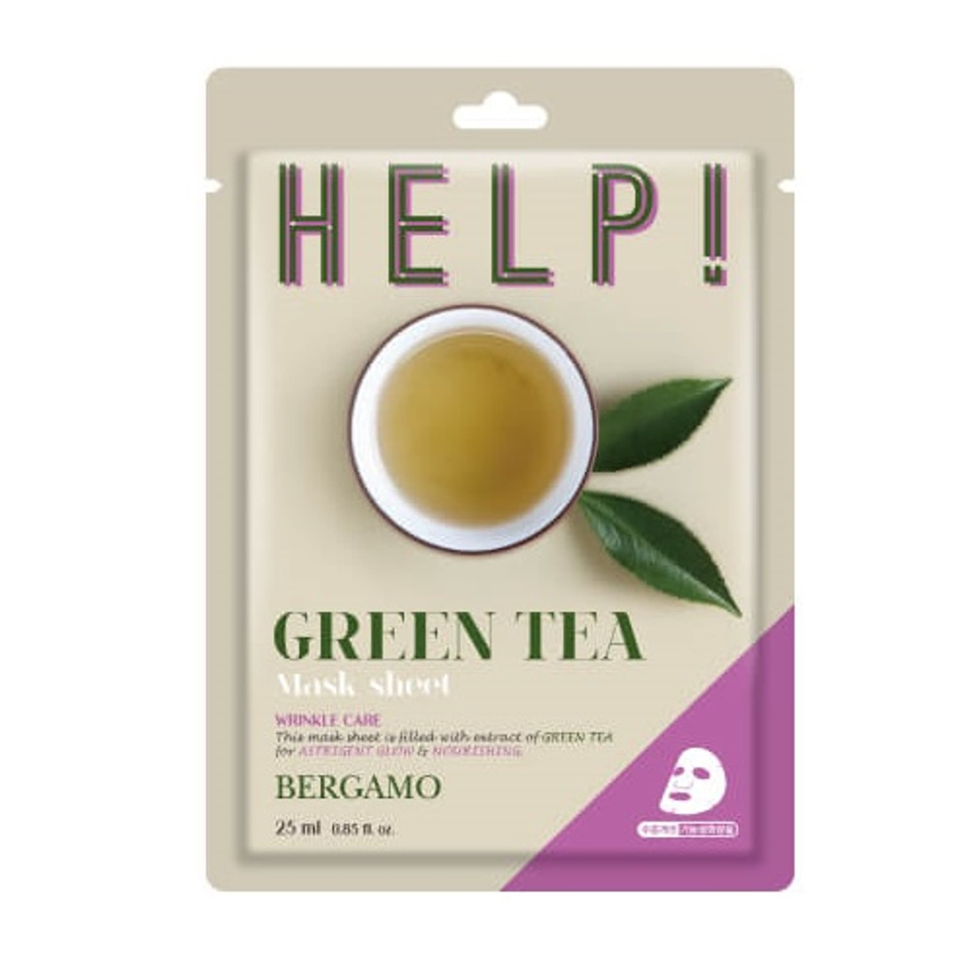 

BERGAMO Help Sheet Mask maska do twarzy z Green Tea 25ml