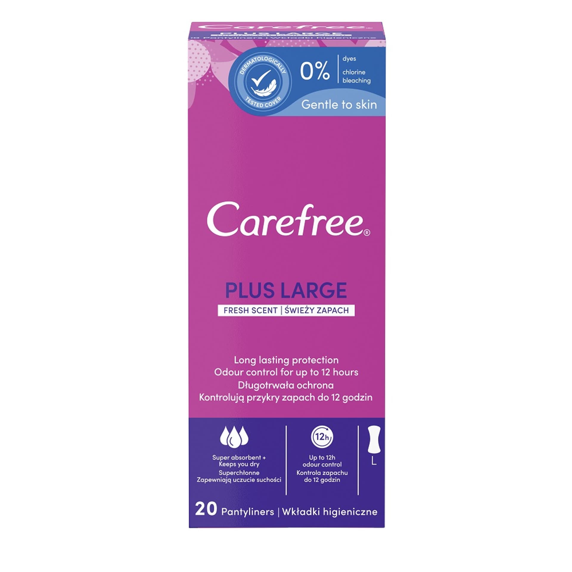 

Carefree Plus Large Wkładki higieniczne Fresh Scent - świeży zapach 1op.-20szt