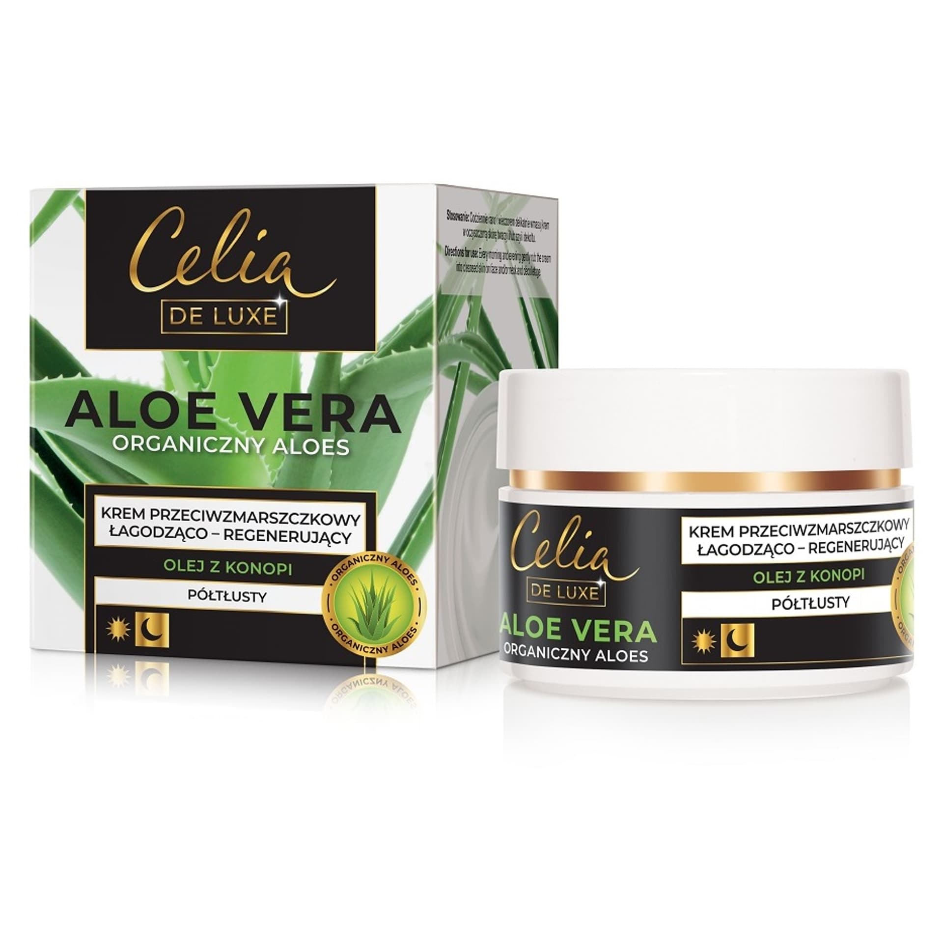 

Celia De Luxe Aloe Vera Półtłusty Krem przeciwzmarszczkowy łagodząco-regenerujący na dzień i noc 50ml