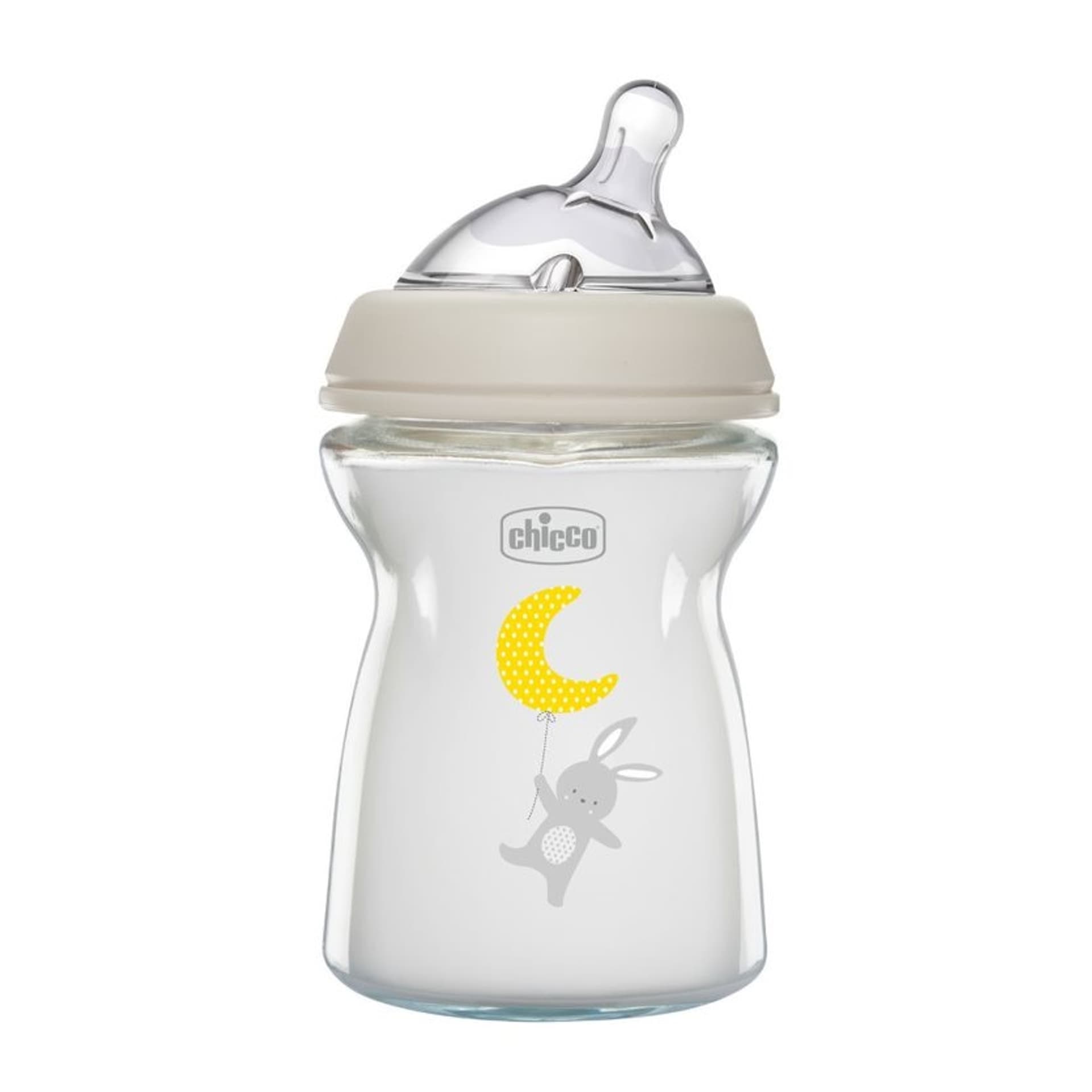 

CHICCO NaturalFeeling Butelka szklana 250ml ze smoczkiem silikonowym przepływ wolny 0m+
