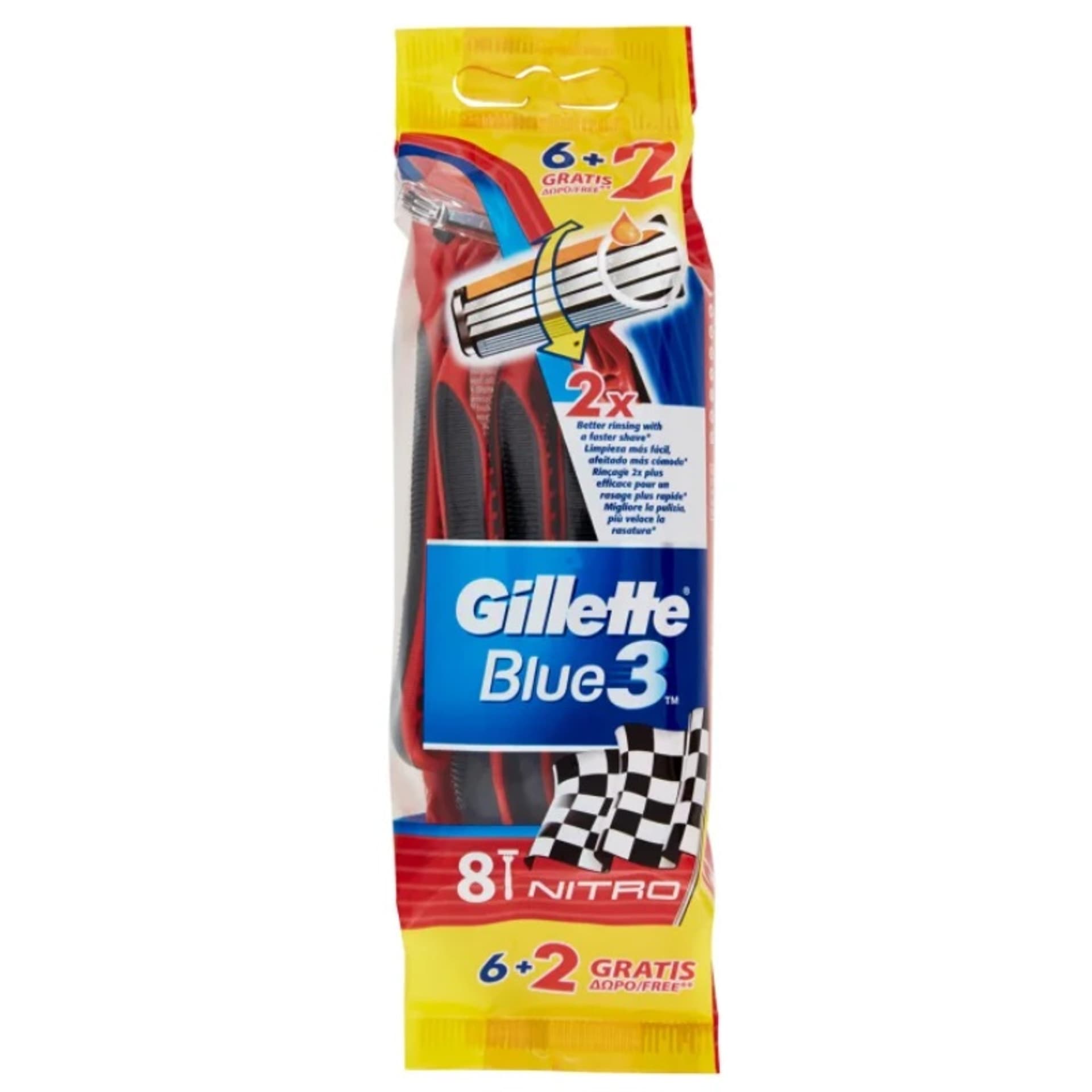 

GILLETTE Blue 3 Nitro jednorazowe maszynki do golenia 6+2 szt.