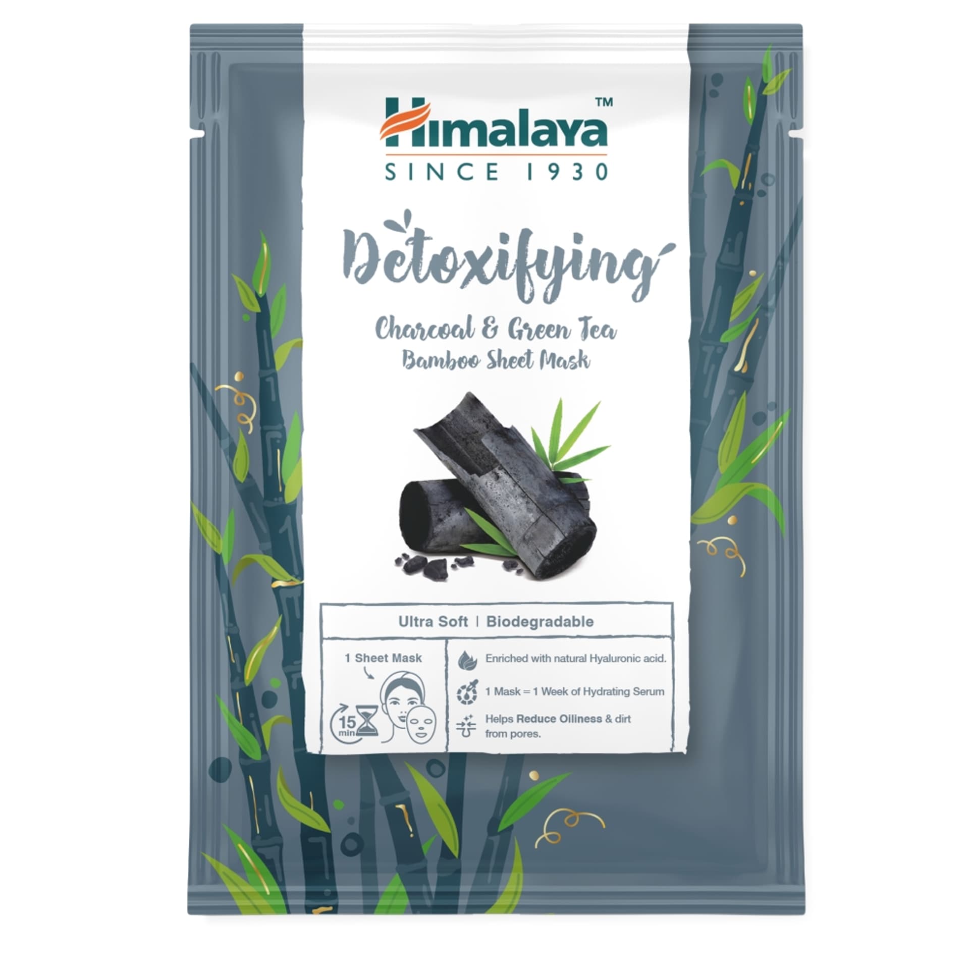 

HIMALAYA Detoksykująca maska do twarzy na tkaninie z węglem aktywnym i zieloną herbatą 30ml