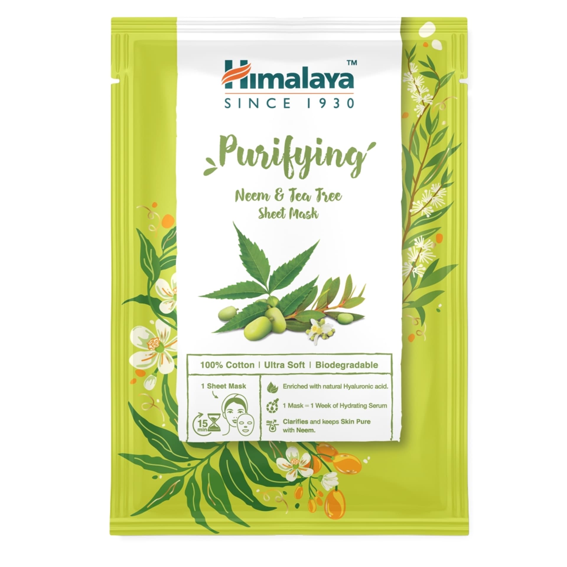 

HIMALAYA Oczyszczająca maska na tkaninie z neem i olejkiem z drzewa herbacianego 30ml