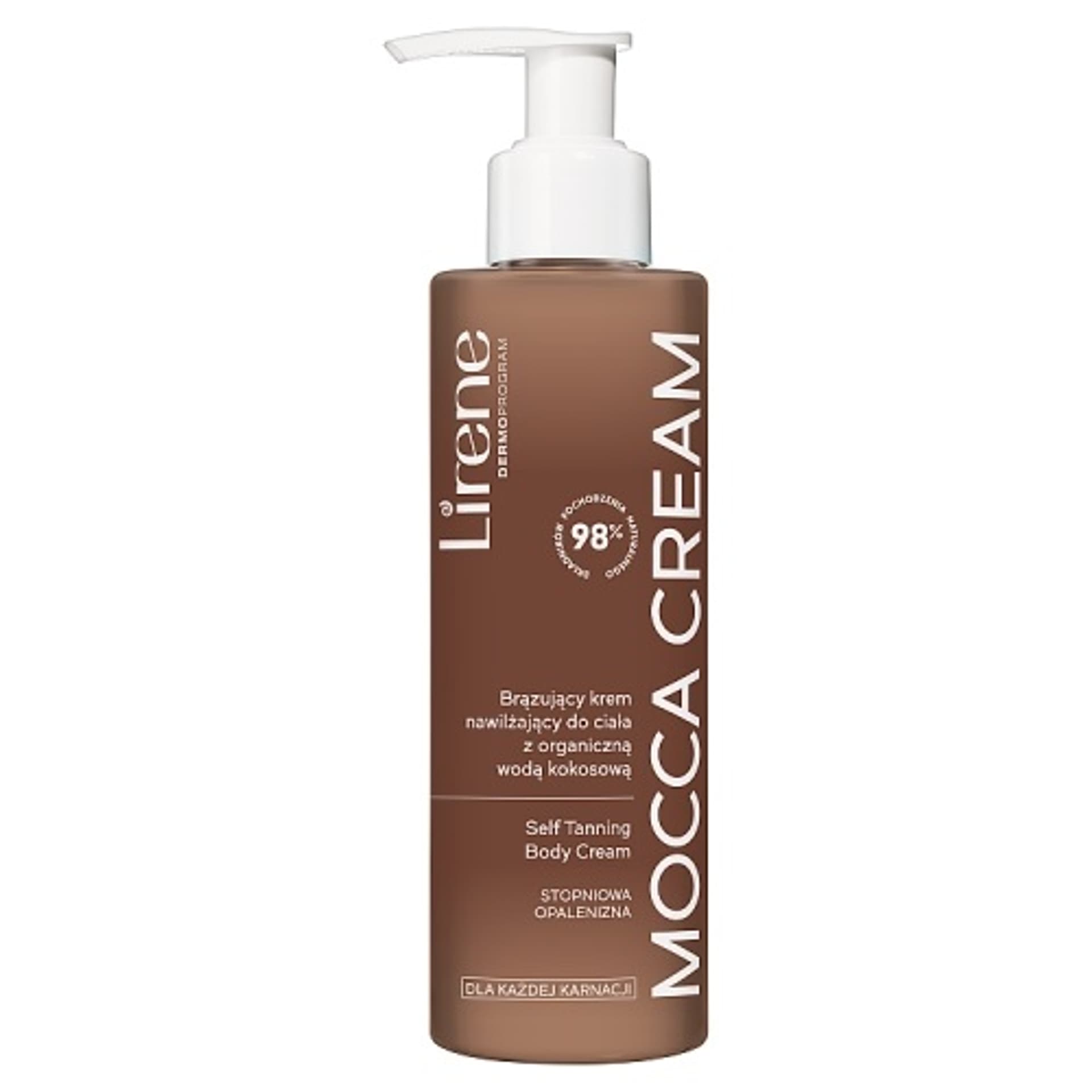 

LIRENE Self Tanning Body Cream brązujący krem nawilżający do ciała z organiczną wodą kokosową Mocca Cream 190ml