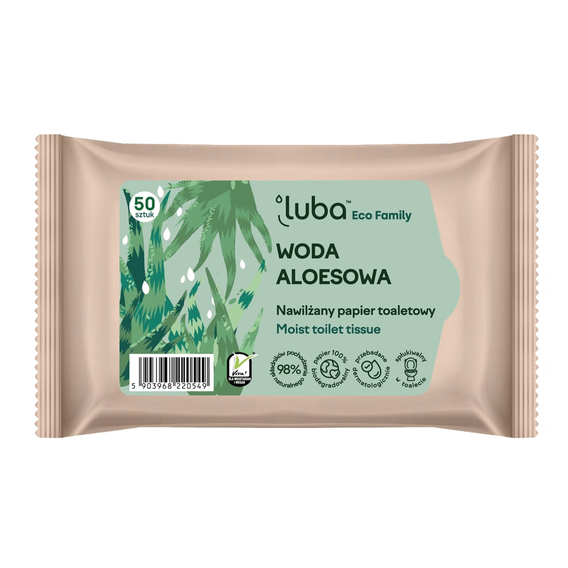 

LUBA Eco Family nawilżany papier toaletowy z Wodą Aloesową 50szt.