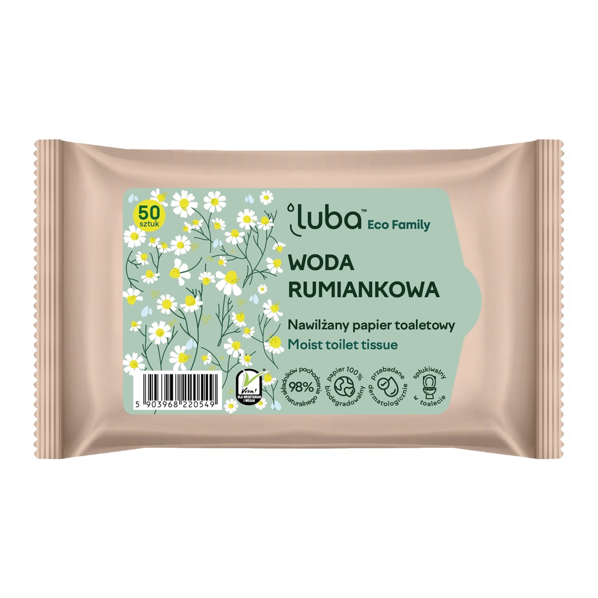 

LUBA Eco Family nawilżany papier toaletowy z Wodą Rumiankową 50szt.