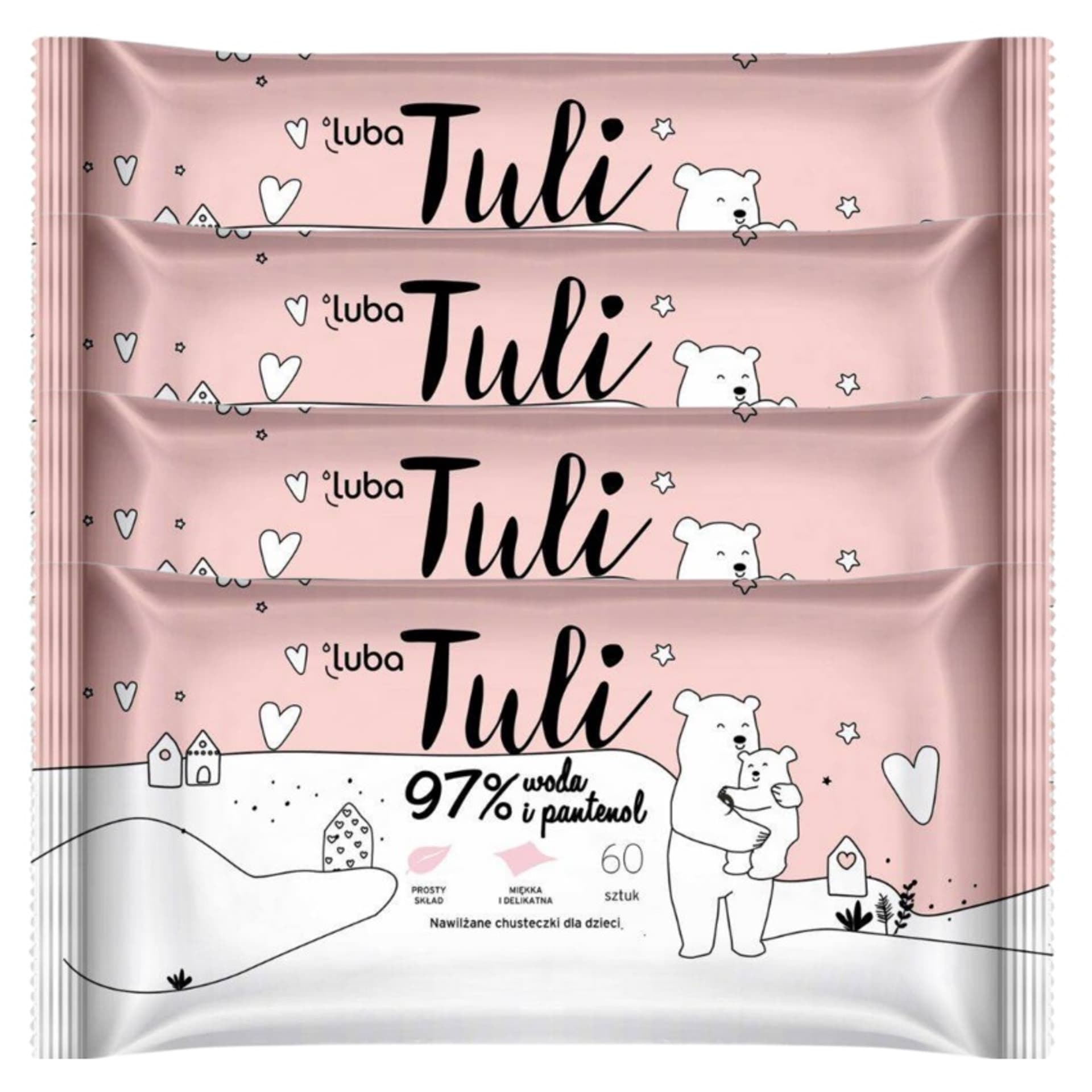 

LUBA Tuli nawilżane chusteczki dla dzieci i niemowląt 97% woda i pantenol 4x60szt.