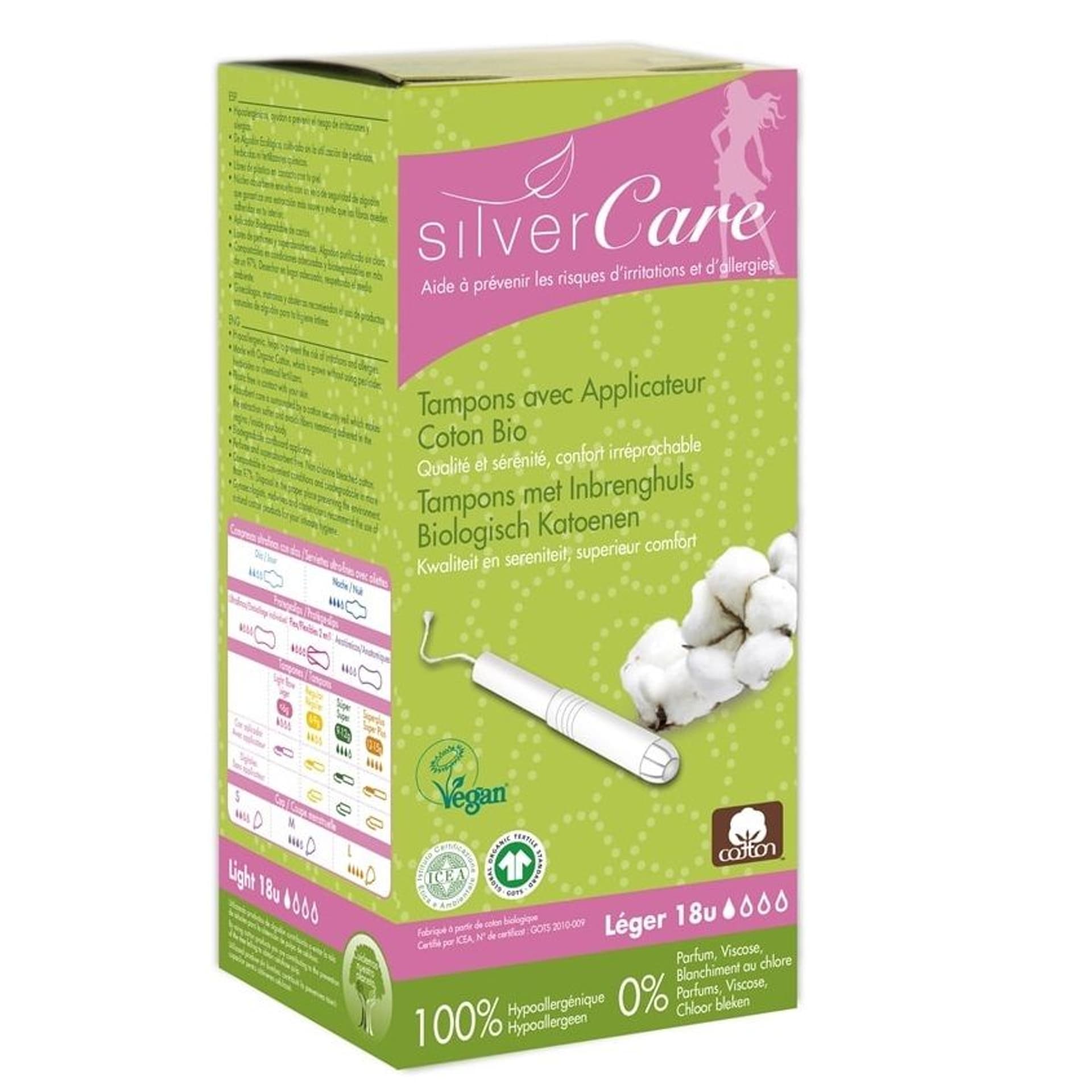 

MASMI Silver Care Organic tampony z bawełny organicznej z aplikatorem Light 18szt.