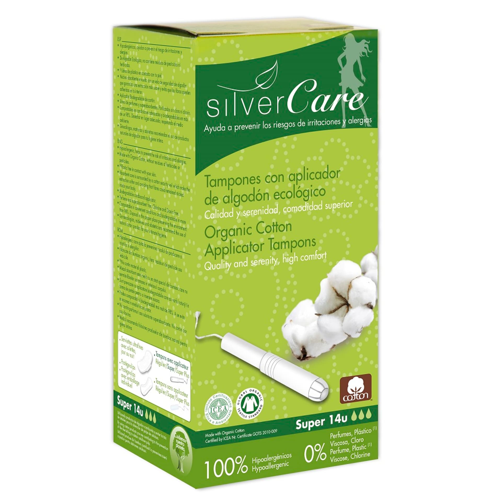

MASMI Silver Care tampony z bawełny organicznej z aplikatorem Super 14szt.