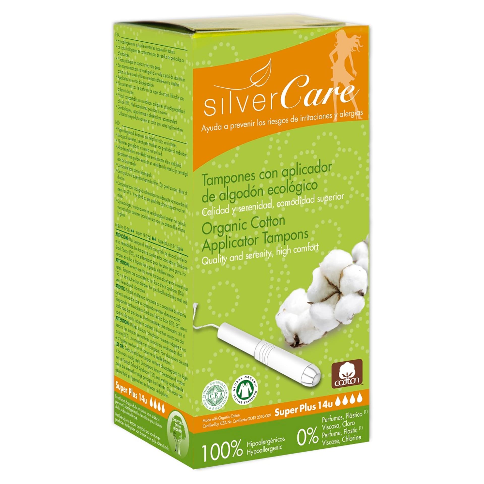 

MASMI Silver Care tampony z bawełny organicznej z aplikatorem Super Plus 14szt.